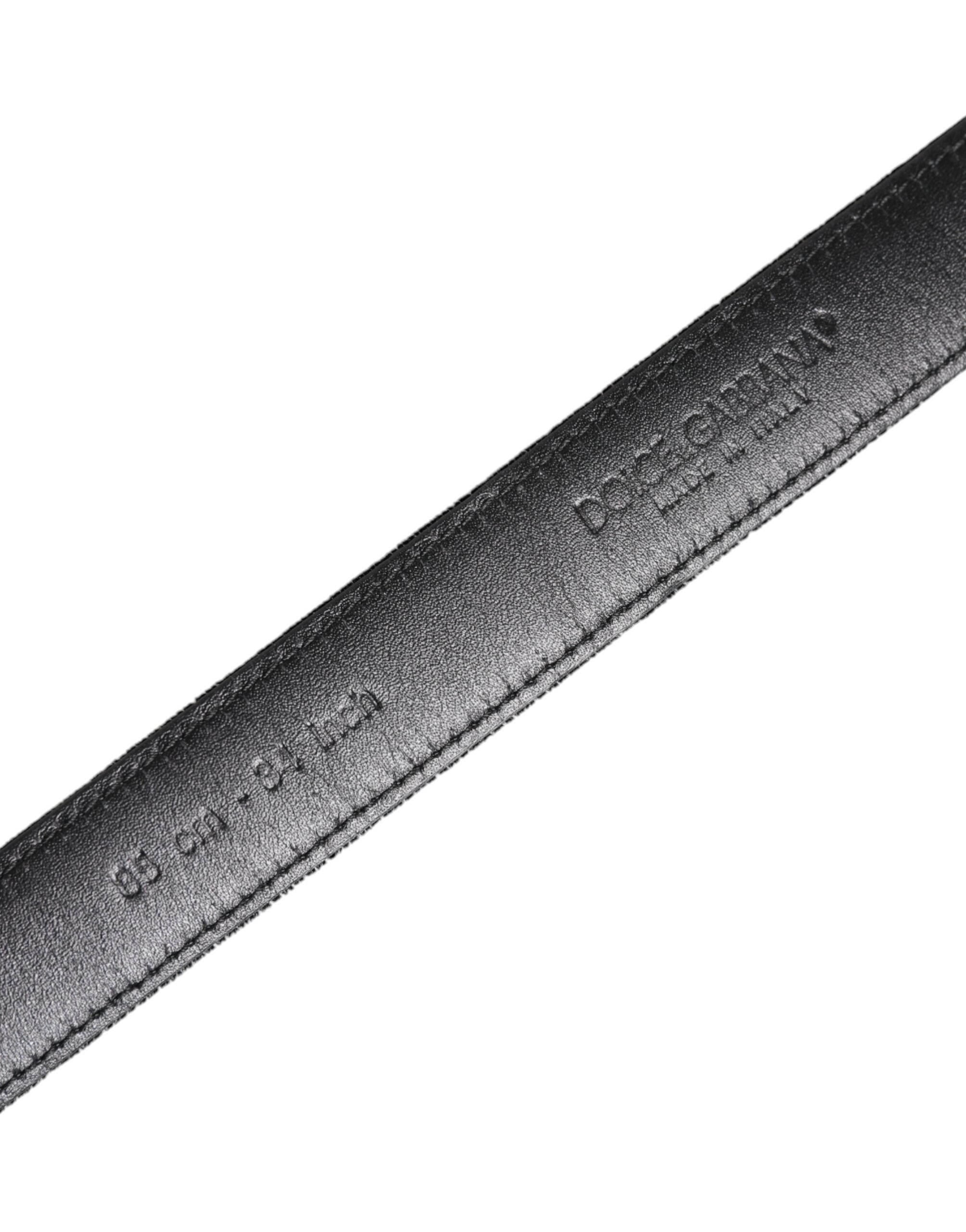 Dolce &amp; Gabbana Klassischer Gürtel aus schwarzem Leder mit Metallschnalle
