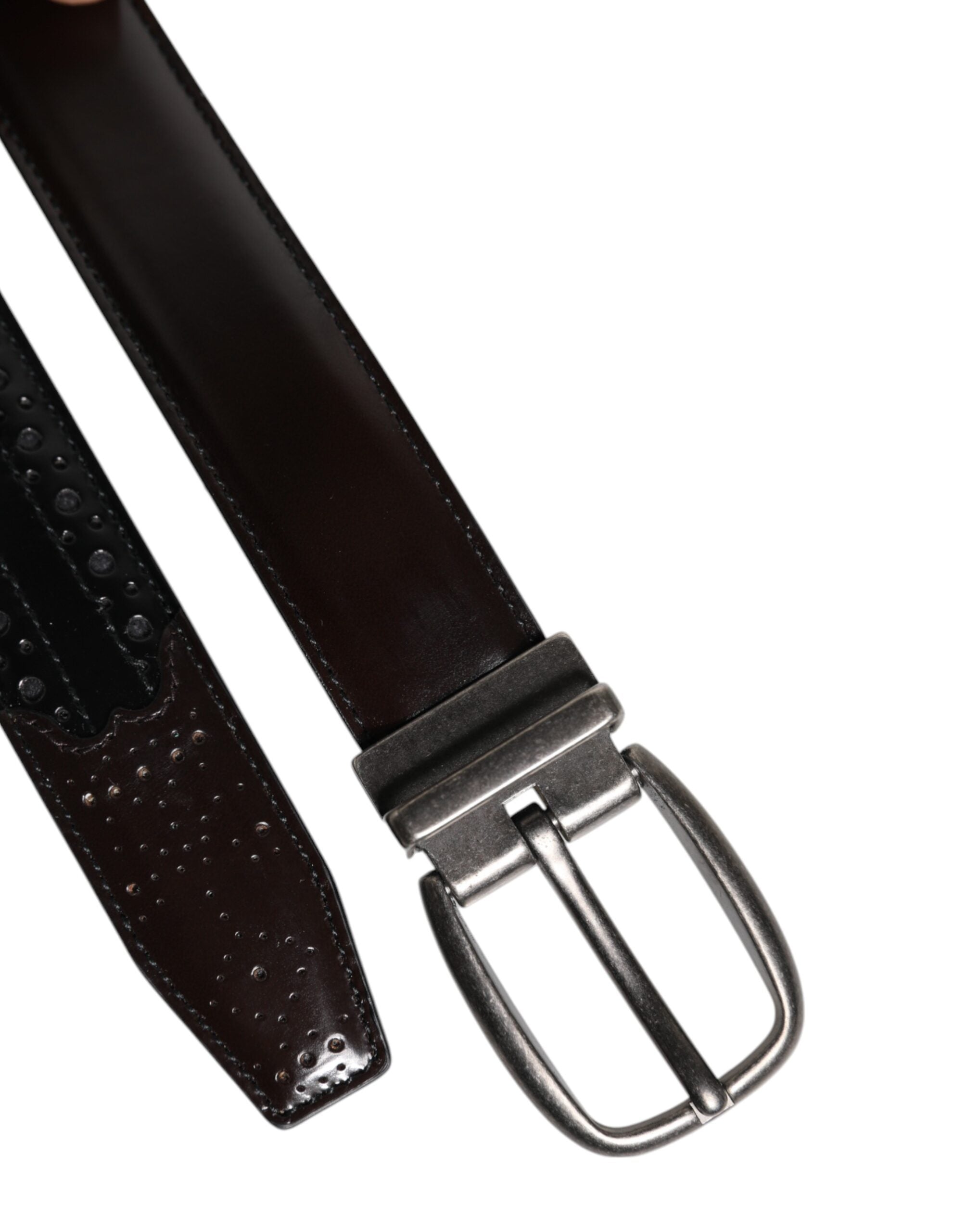 Dolce &amp; Gabbana Schwarzbrauner Ledergürtel mit klassischer Metallschnalle