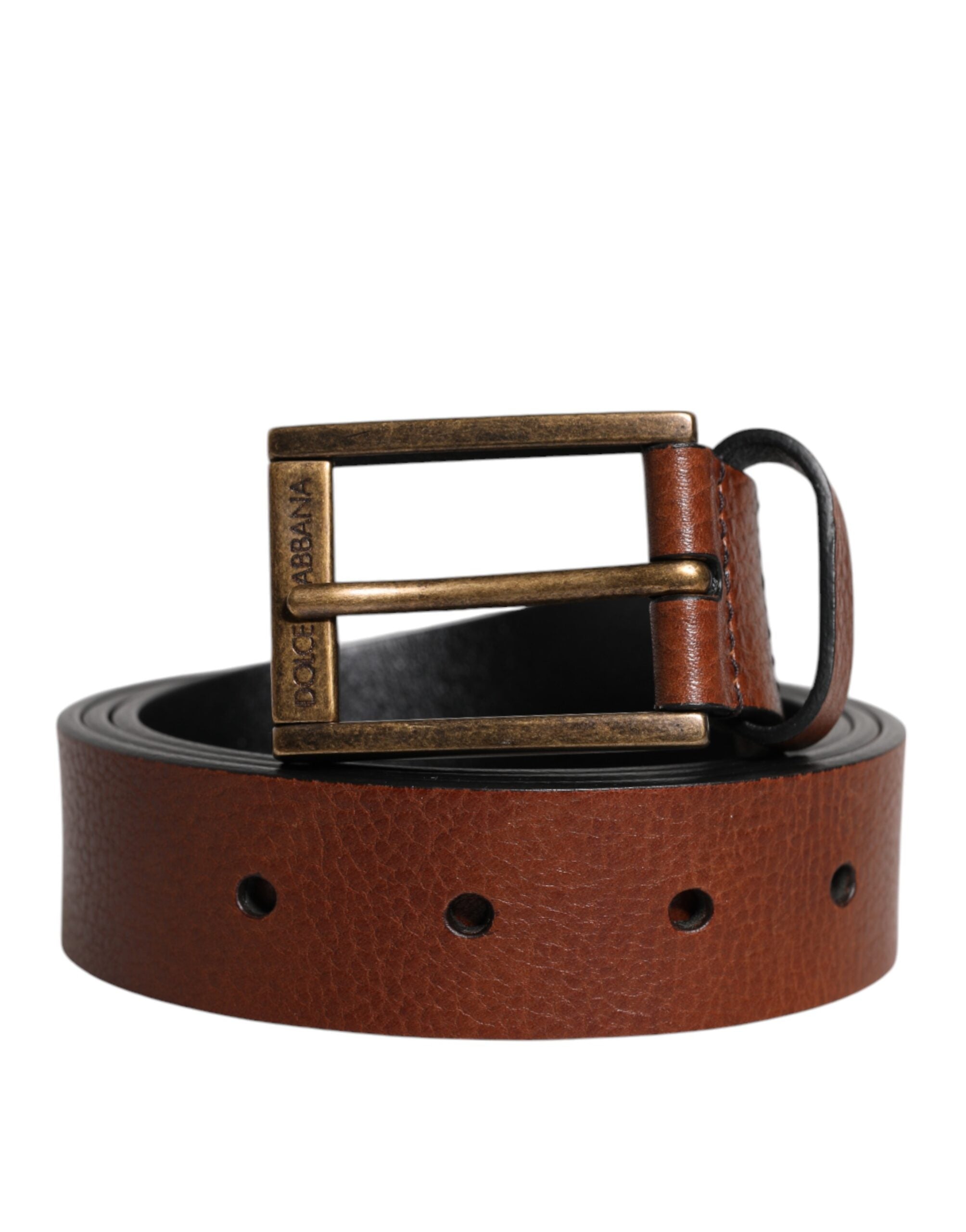 Dolce &amp; Gabbana – Brauner Gürtel aus Kalbsleder mit klassischer Metallschnalle