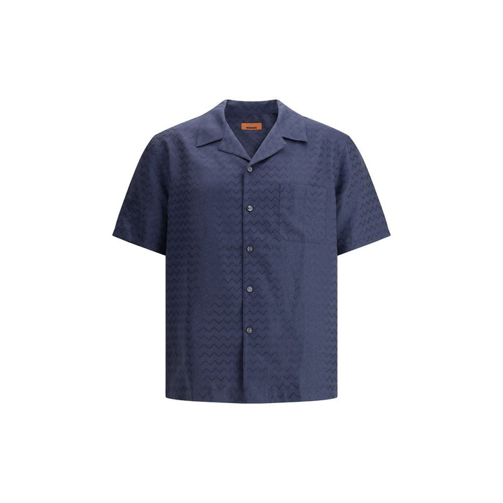 Missoni Bowling Shirt mit glänzendem Zickzack-Muster