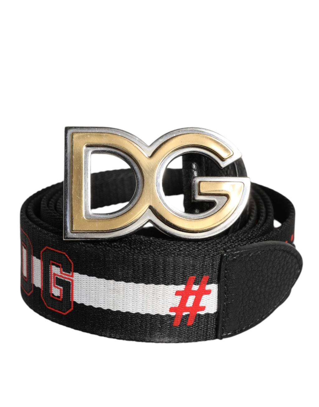 Dolce &amp; Gabbana Gürtel mit Metallschnalle und Logo in Schwarz und Weiß