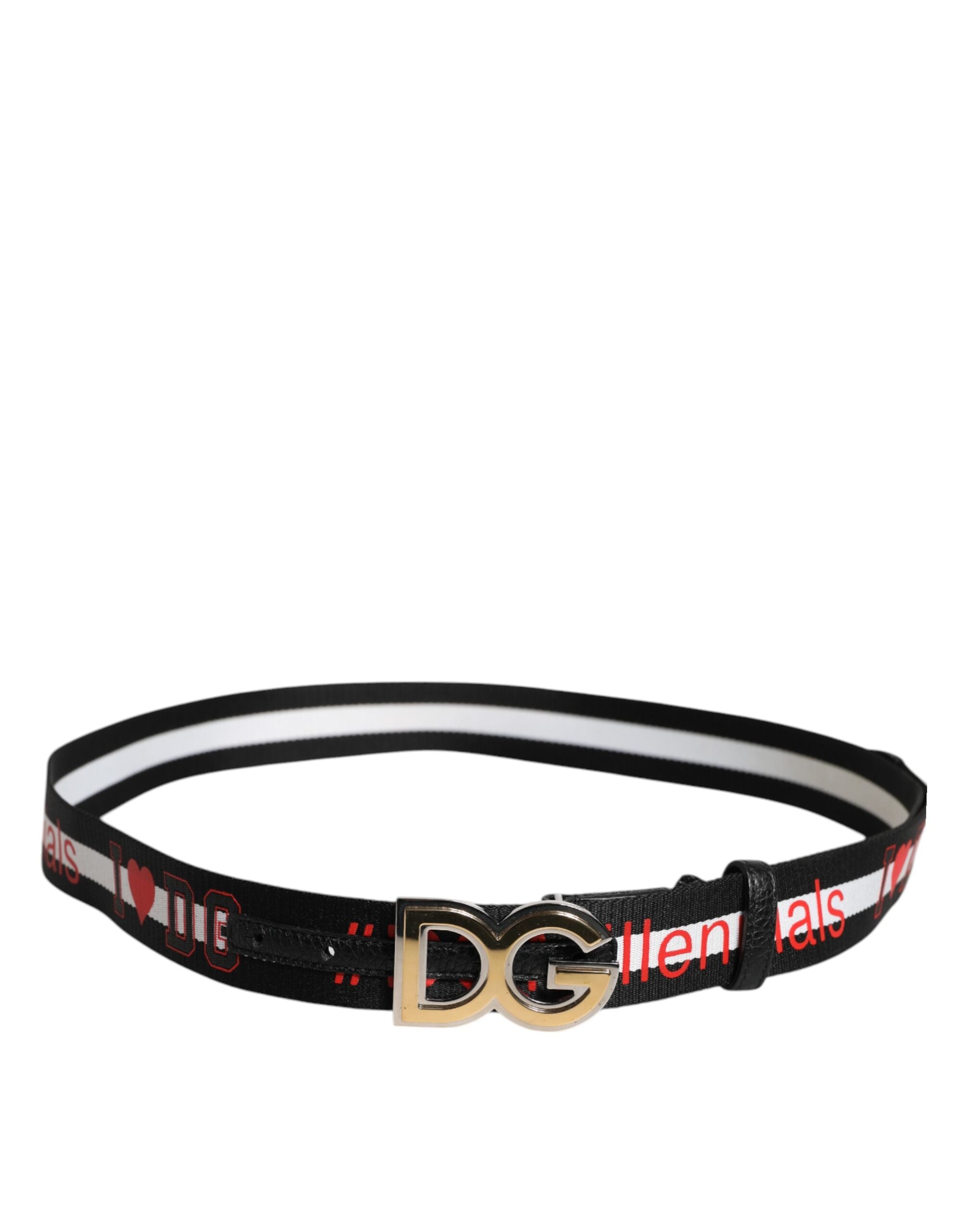 Dolce &amp; Gabbana Gürtel mit Metallschnalle und Logo in Schwarz und Weiß