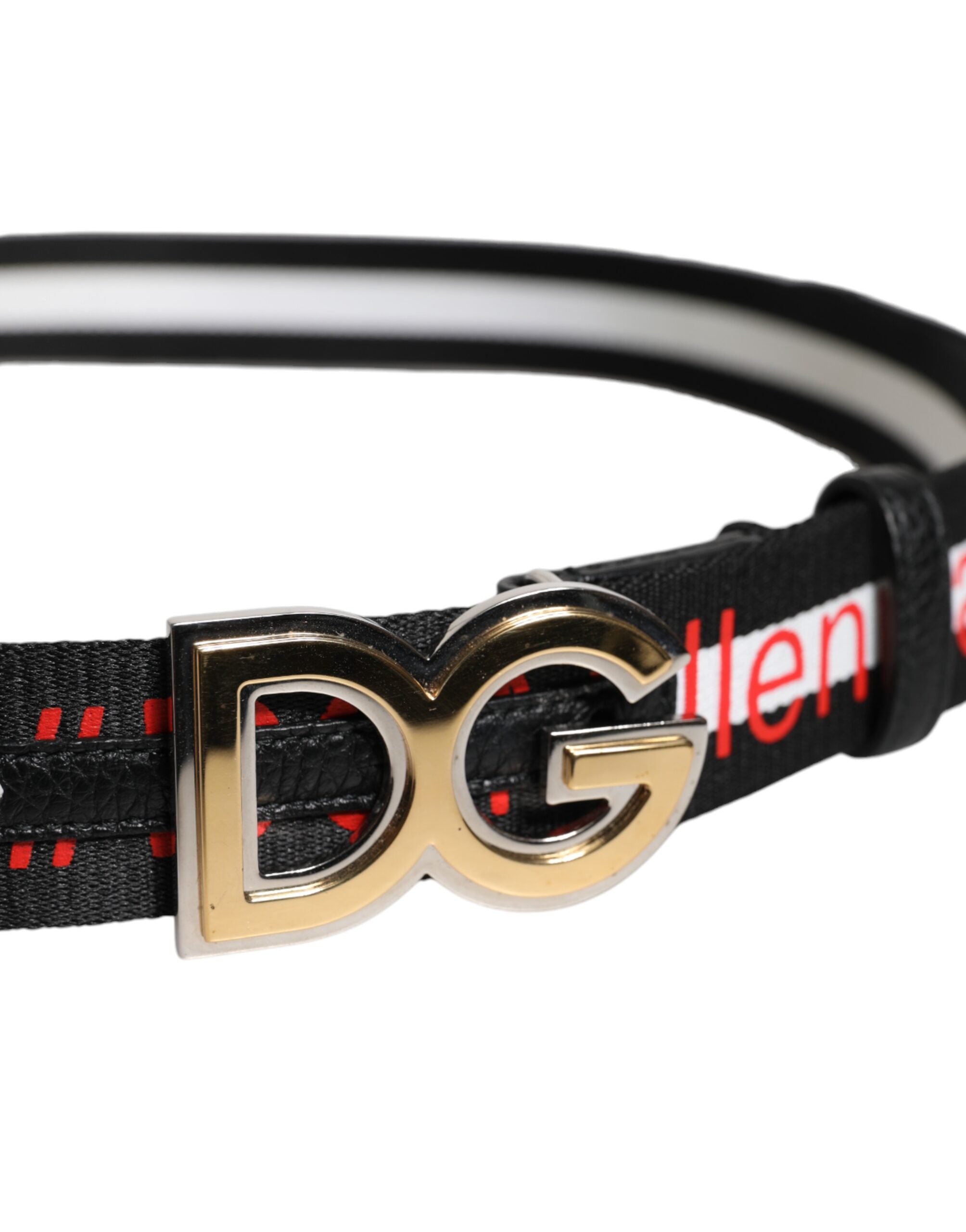 Dolce &amp; Gabbana Gürtel mit Metallschnalle und Logo in Schwarz und Weiß