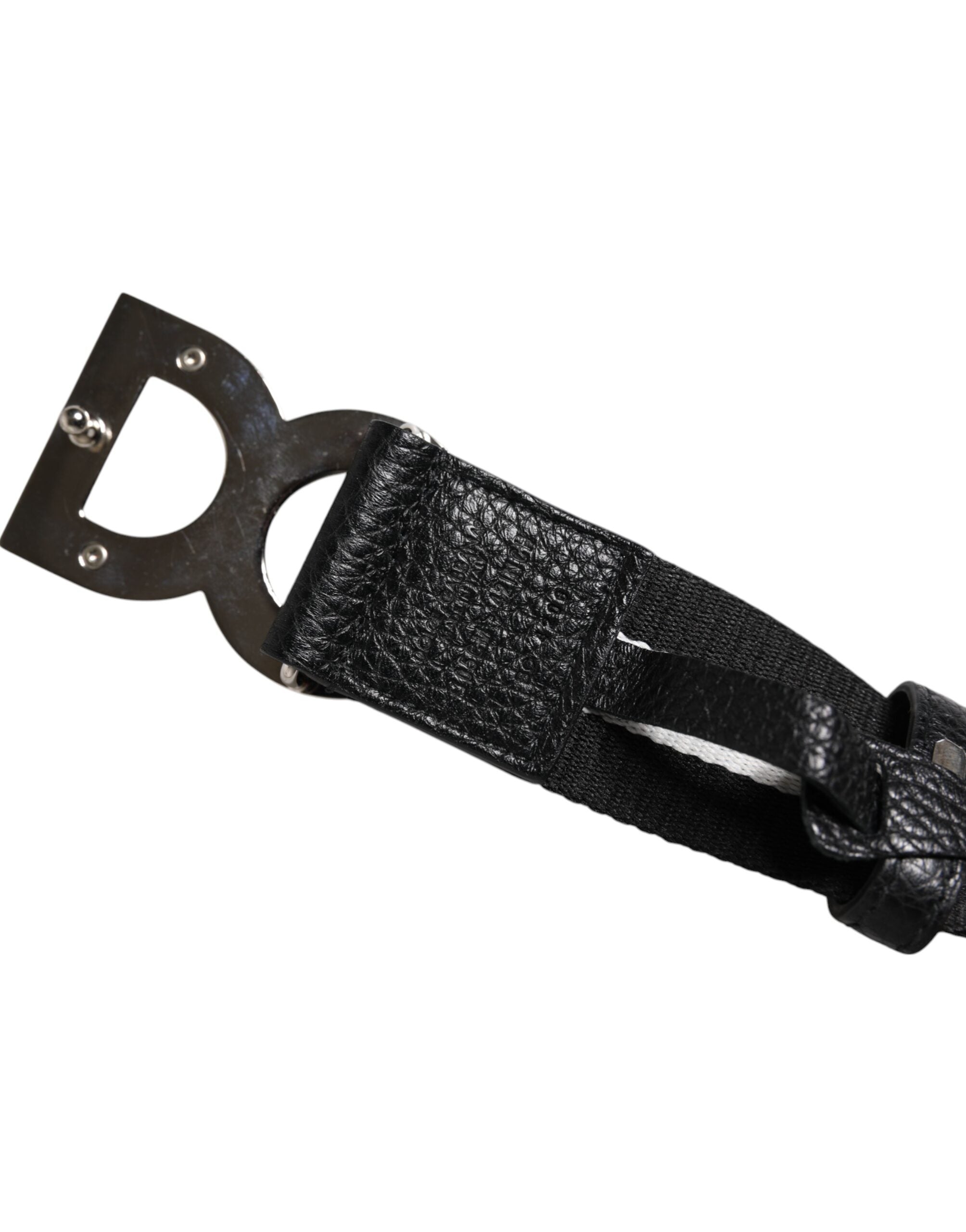 Dolce &amp; Gabbana Gürtel mit Metallschnalle und Logo in Schwarz und Weiß