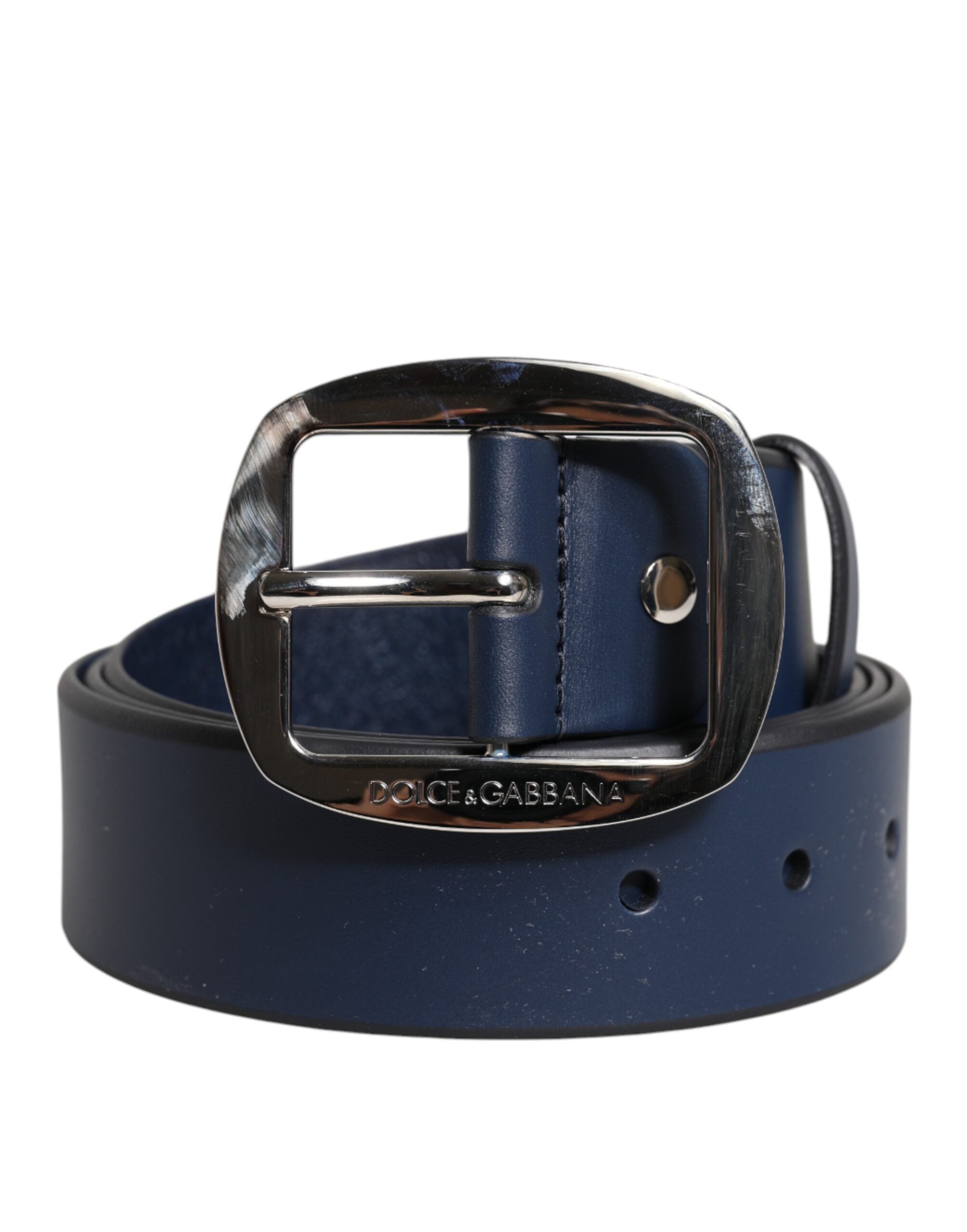 Dolce &amp; Gabbana – Blauer Gürtel aus Kalbsleder mit klassischer Metallschnalle