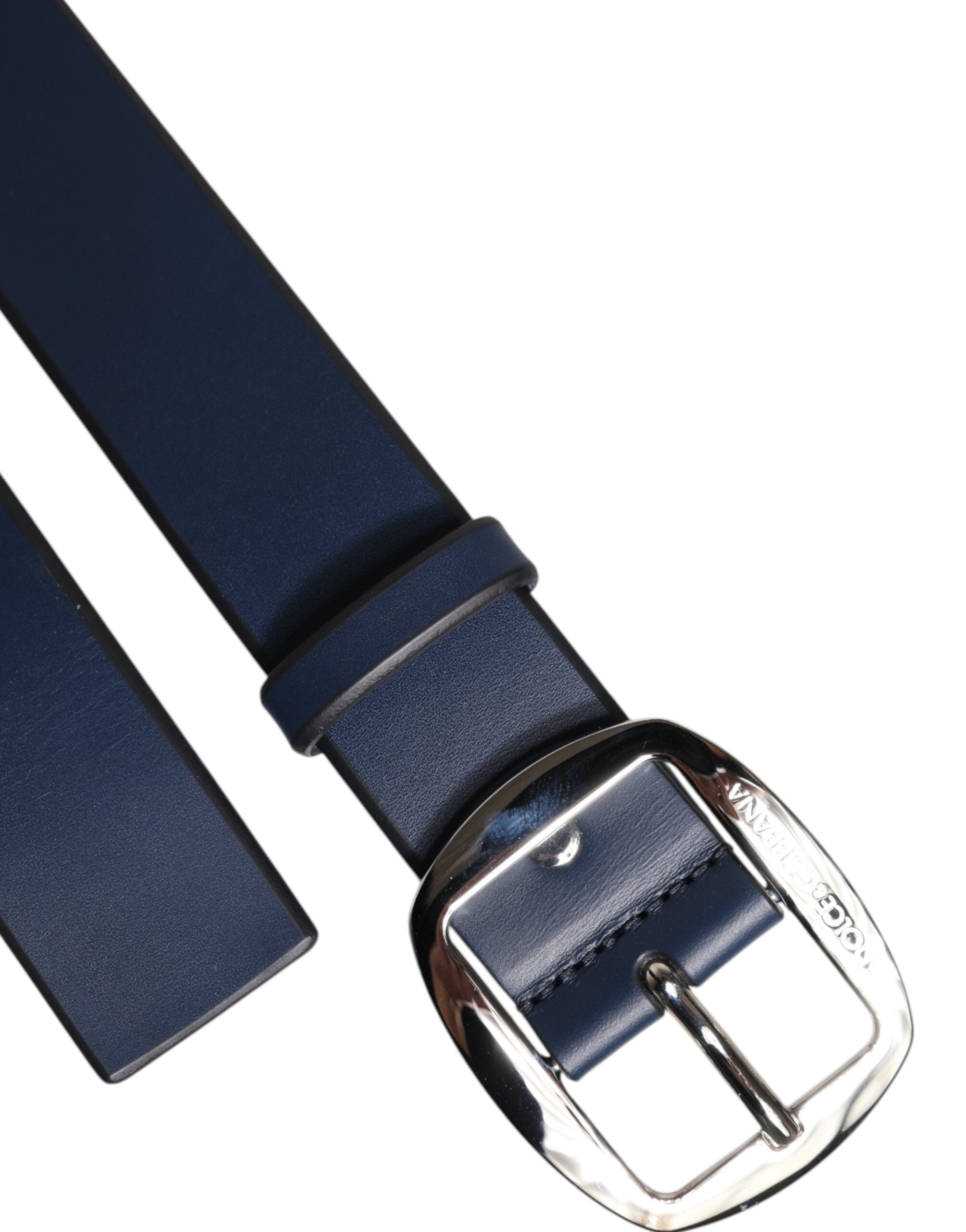 Dolce &amp; Gabbana – Blauer Gürtel aus Kalbsleder mit klassischer Metallschnalle