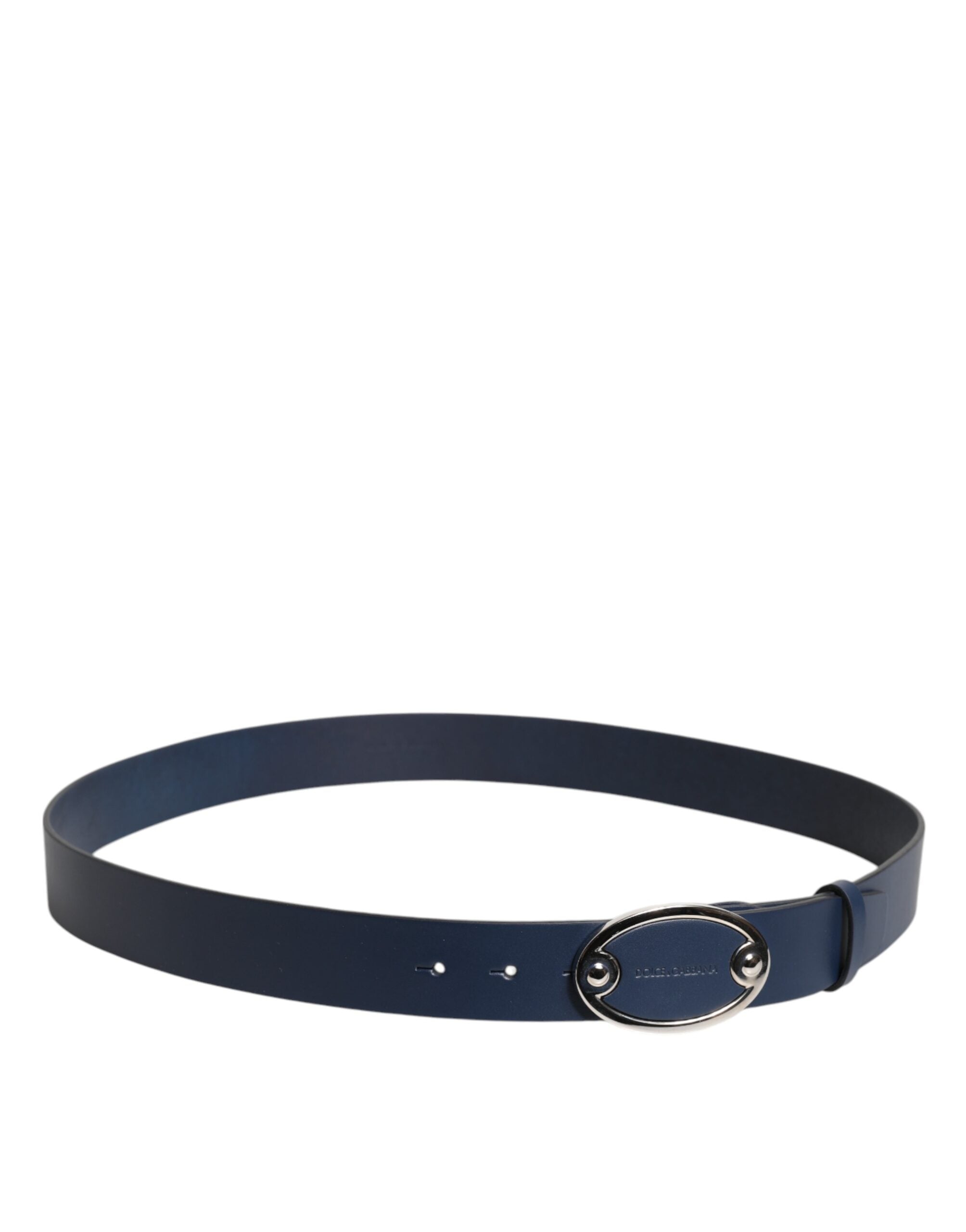 Dolce &amp; Gabbana Blauer Ledergürtel mit klassischer Metall-Logoschnalle