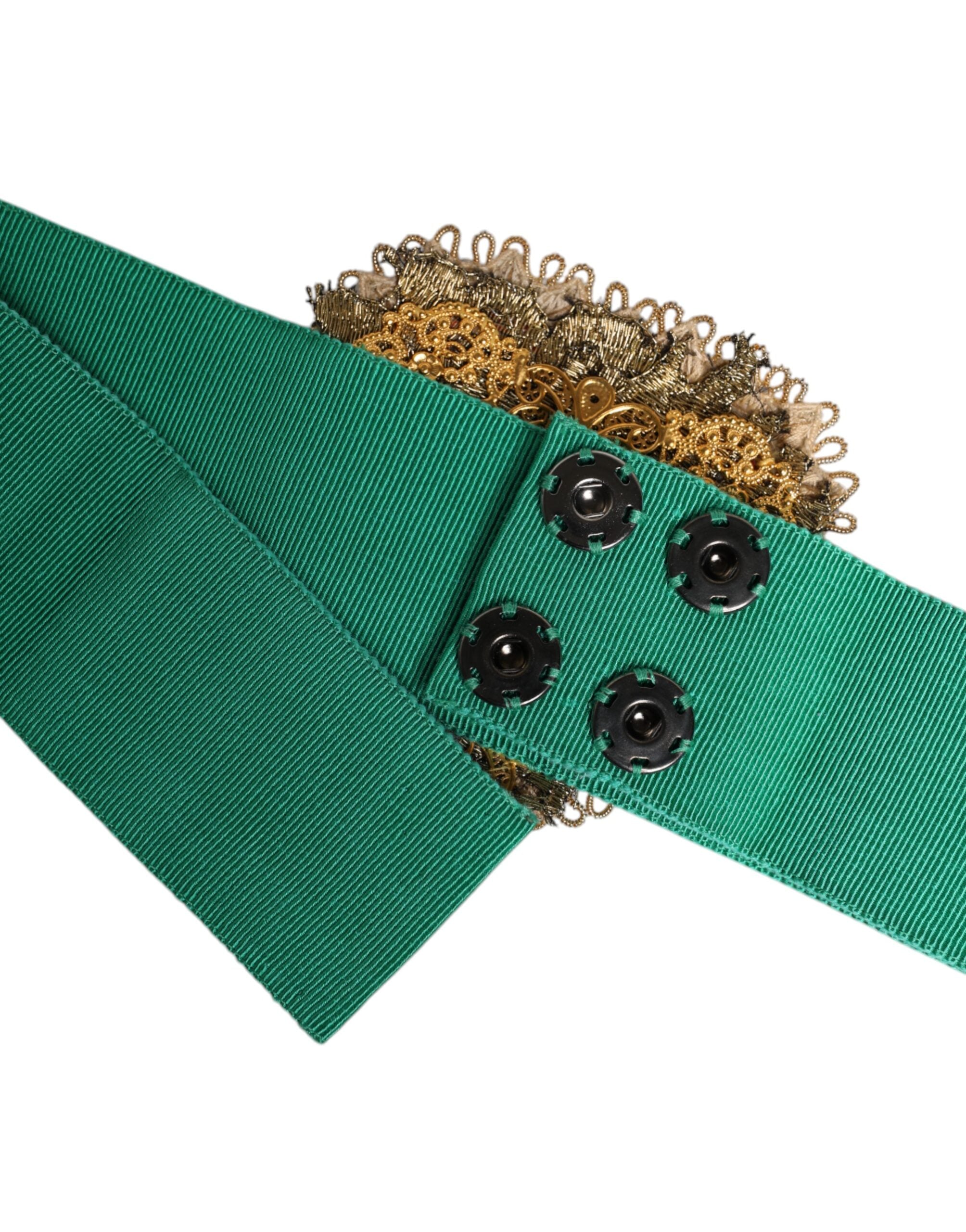 Dolce &amp; Gabbana – Grüner, elastischer Gürtel mit breiter Taille und Herzverzierung