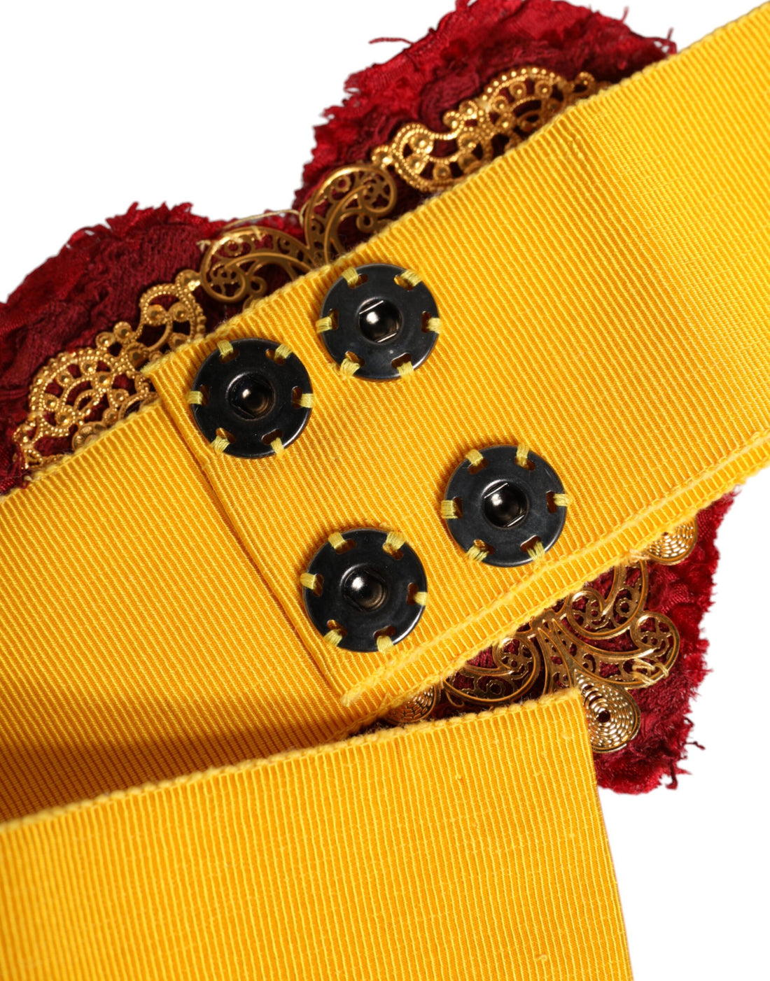 Dolce &amp; Gabbana – Gelber, breiter Stretchgürtel mit Herzverzierung