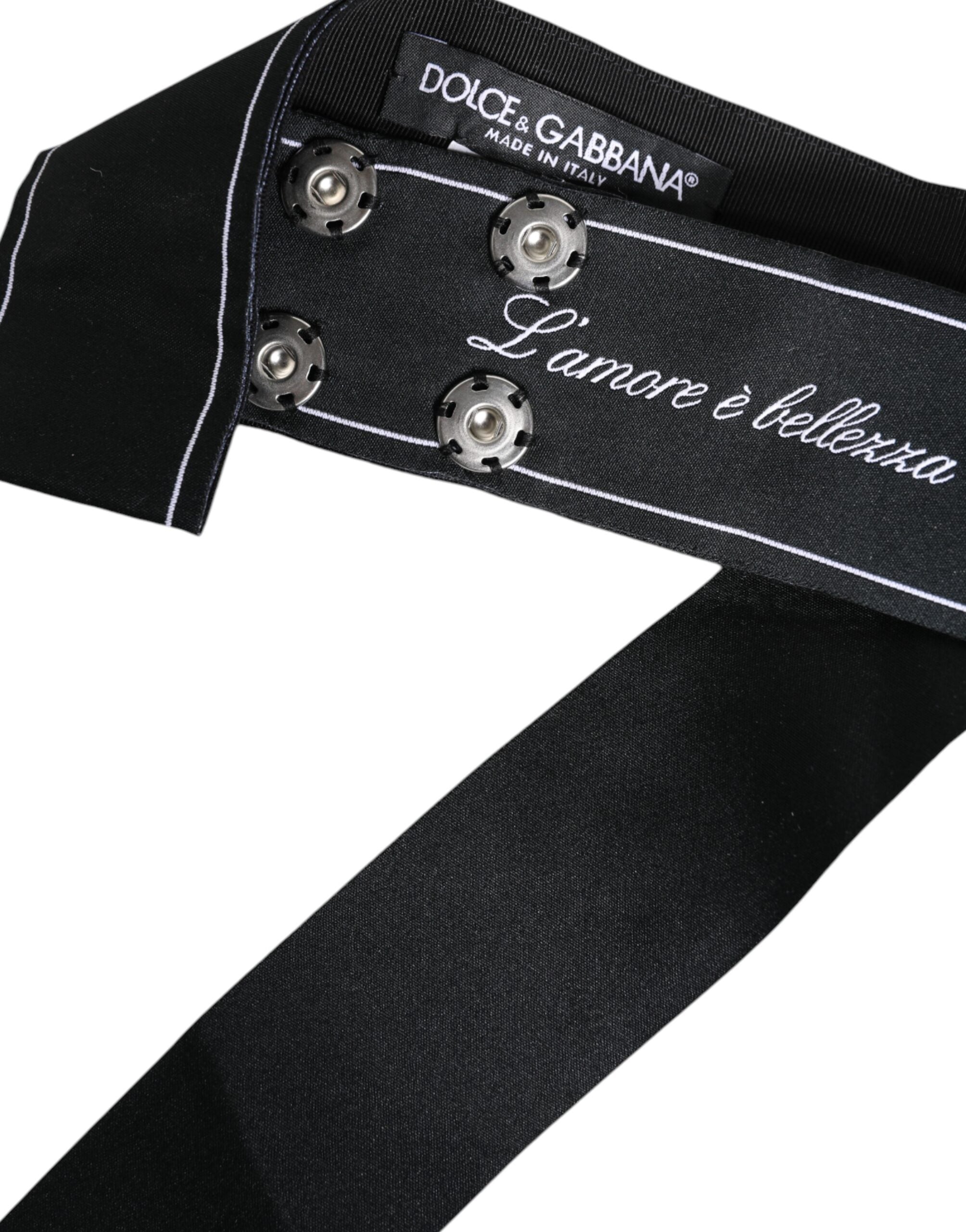 Dolce &amp; Gabbana – Schwarzer Taillengürtel mit breiter Schleife und Logo
