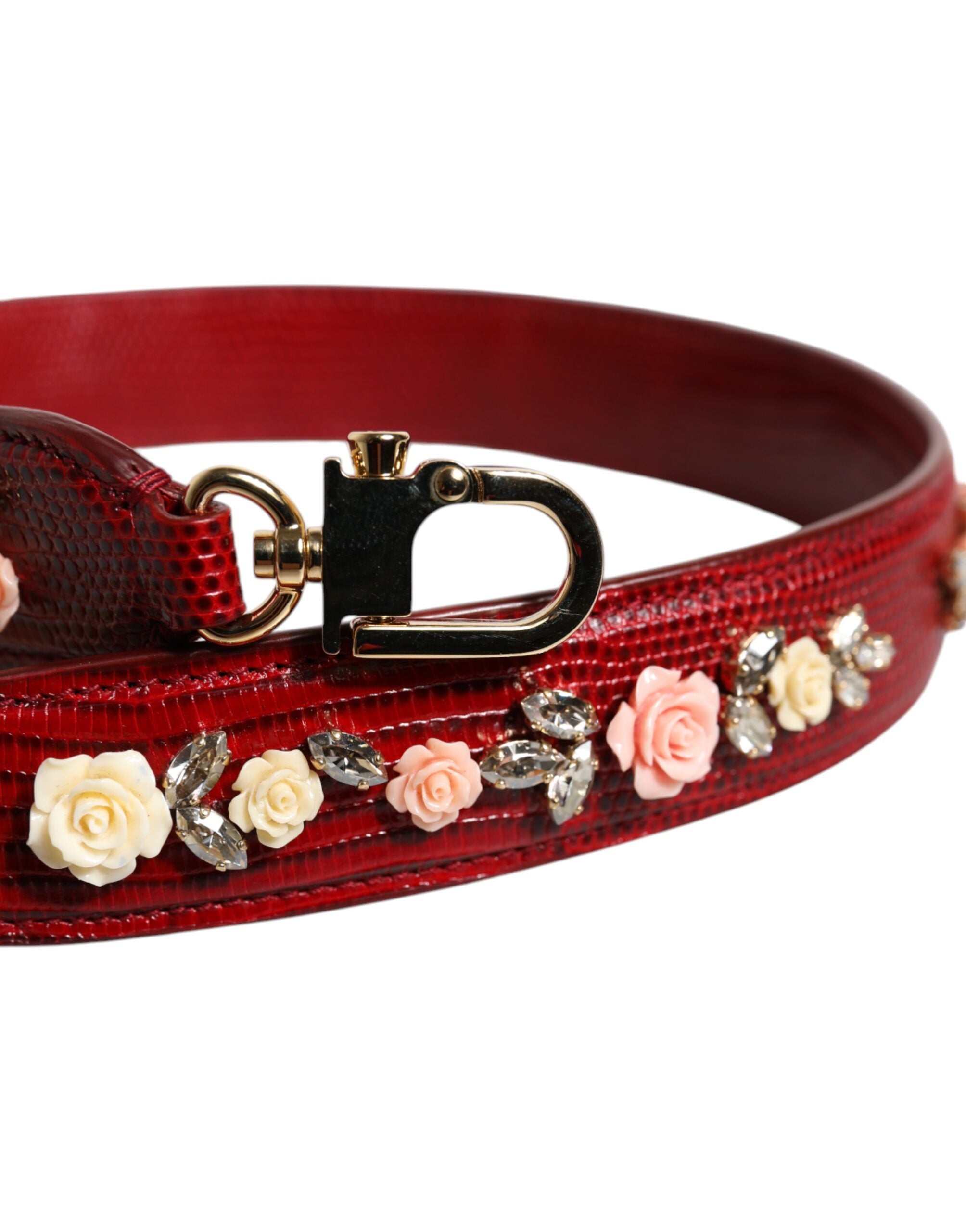 Dolce &amp; Gabbana – Schultertasche aus rotem Leder mit Blumenverzierung
