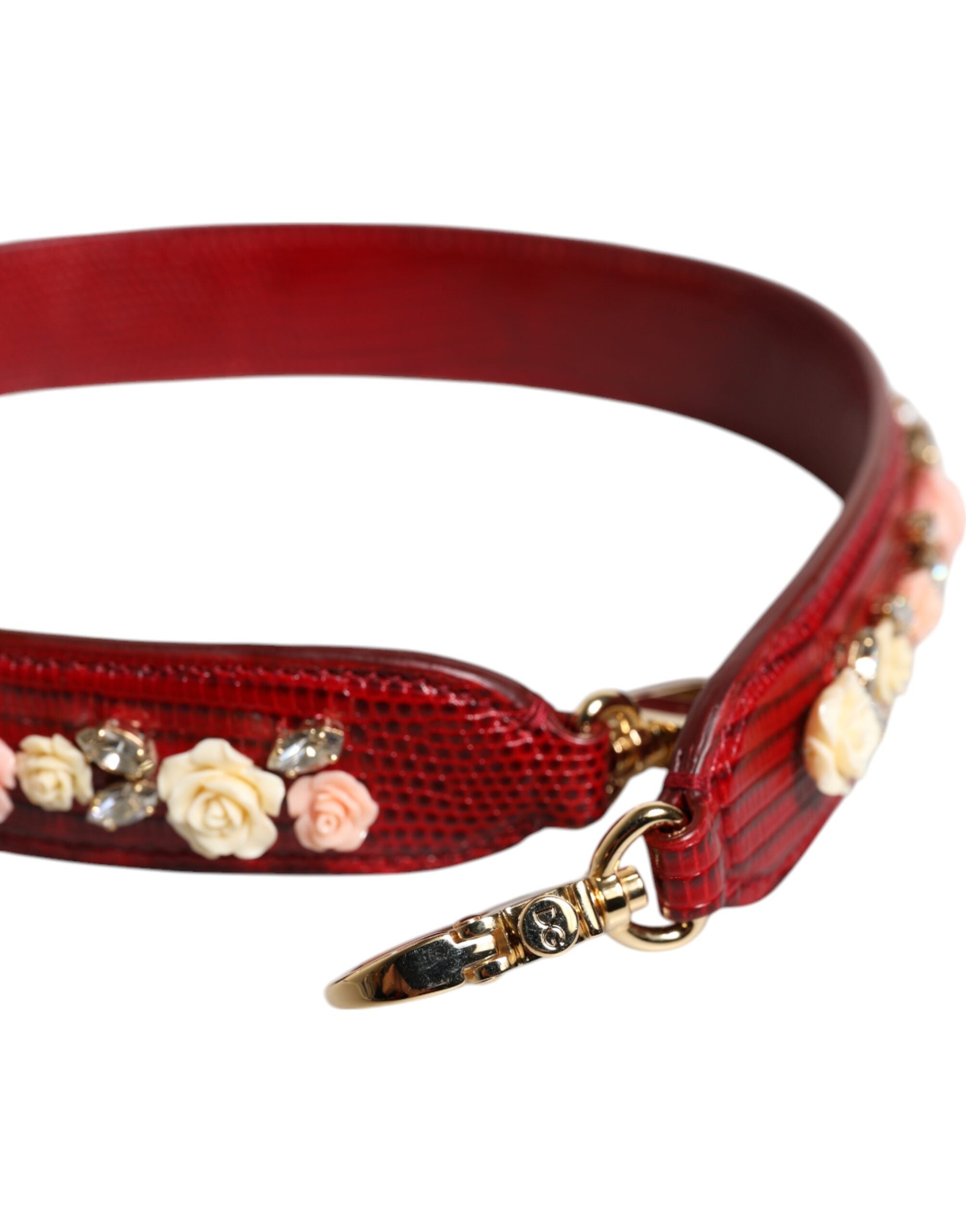 Dolce &amp; Gabbana – Schultertasche aus rotem Leder mit Blumenverzierung