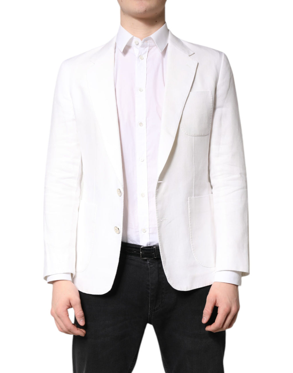 Dolce &amp; Gabbana Weißer einreihiger Herrenmantel Blazeranzug