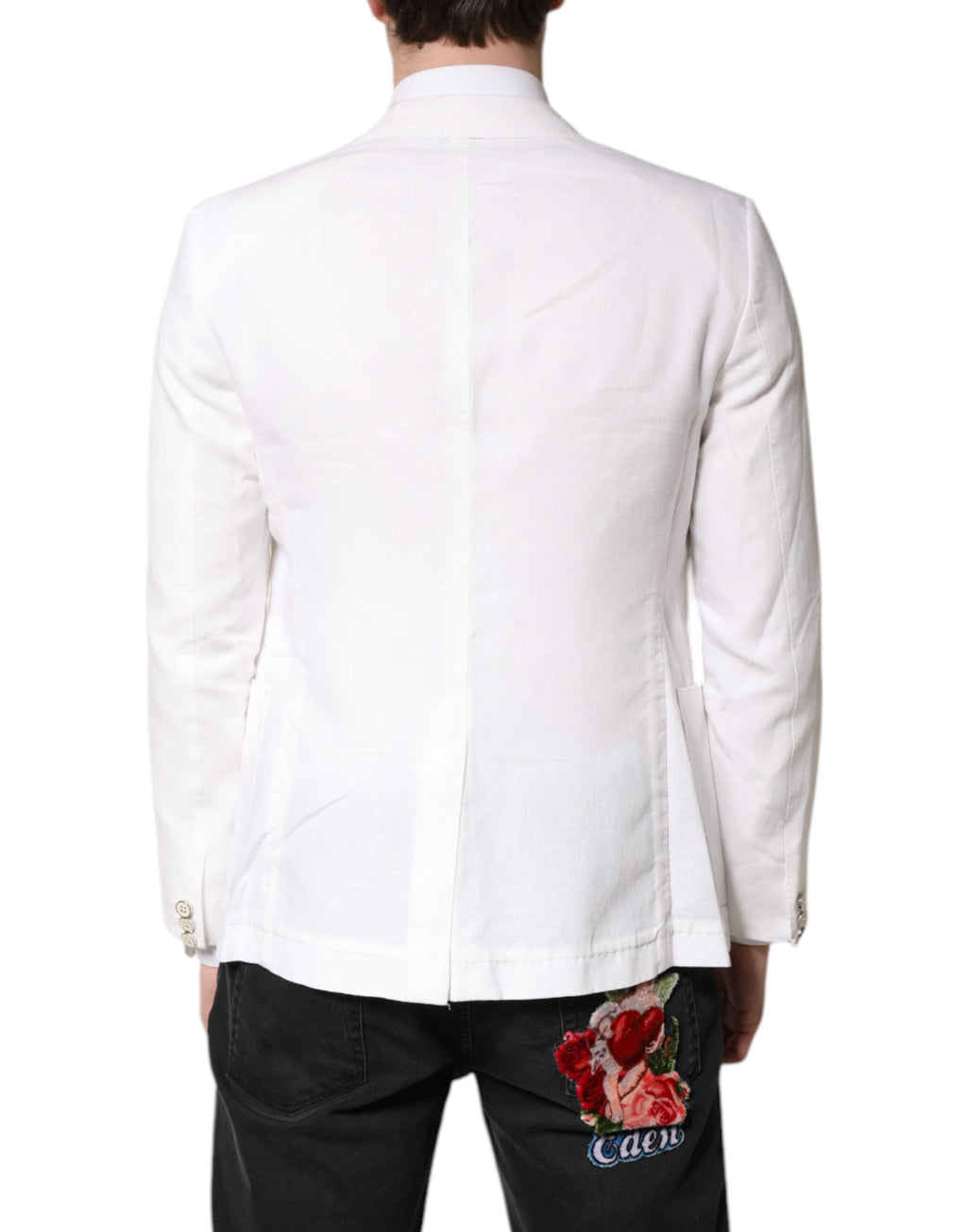 Dolce &amp; Gabbana Weißer einreihiger Herrenmantel Blazeranzug