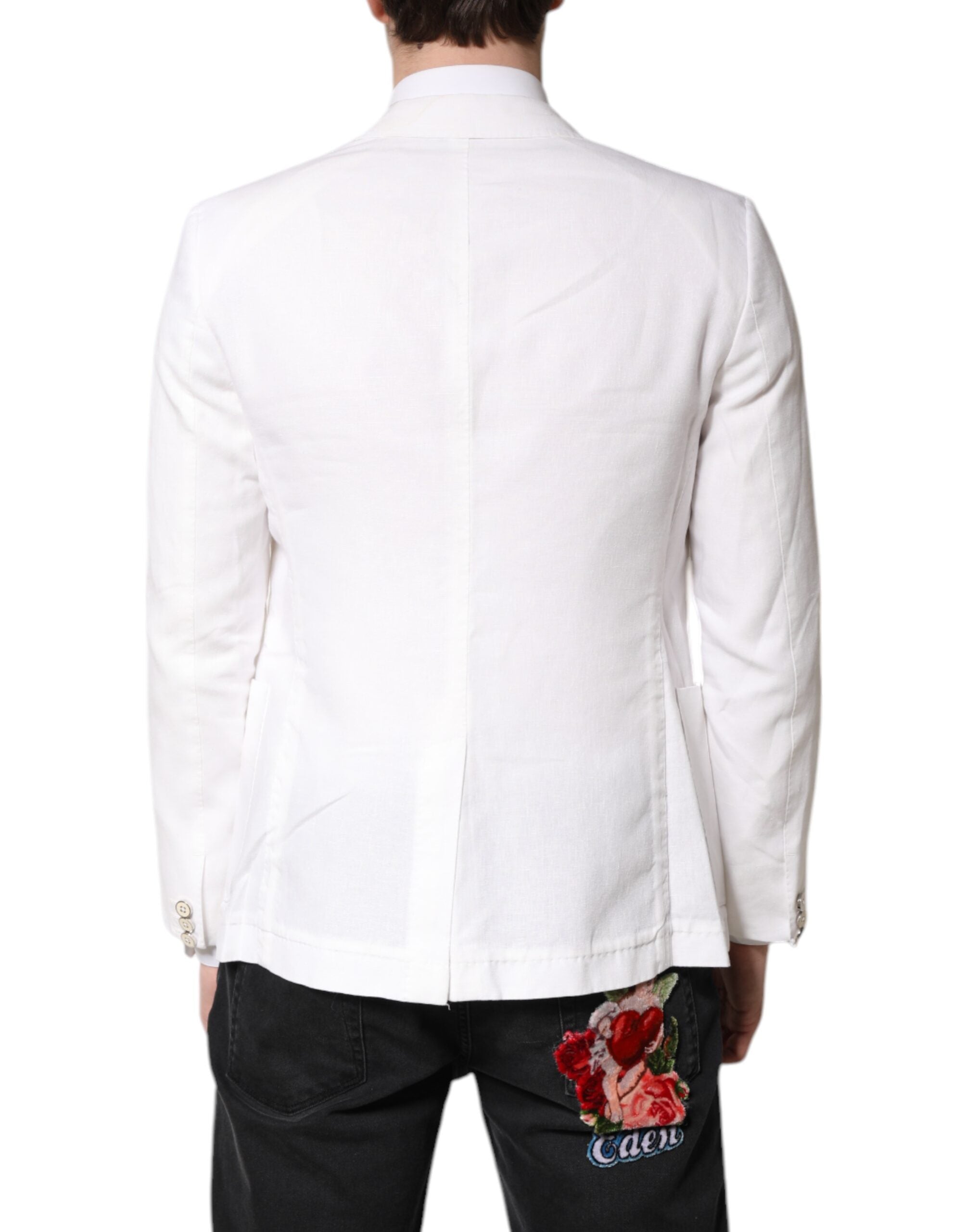 Dolce &amp; Gabbana Weißer einreihiger Herrenmantel Blazeranzug
