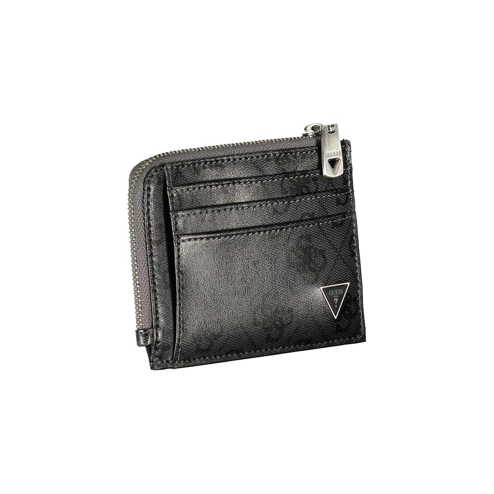 Guess Jeans – Elegante schwarze Lederbrieftasche mit kontrastierenden Akzenten