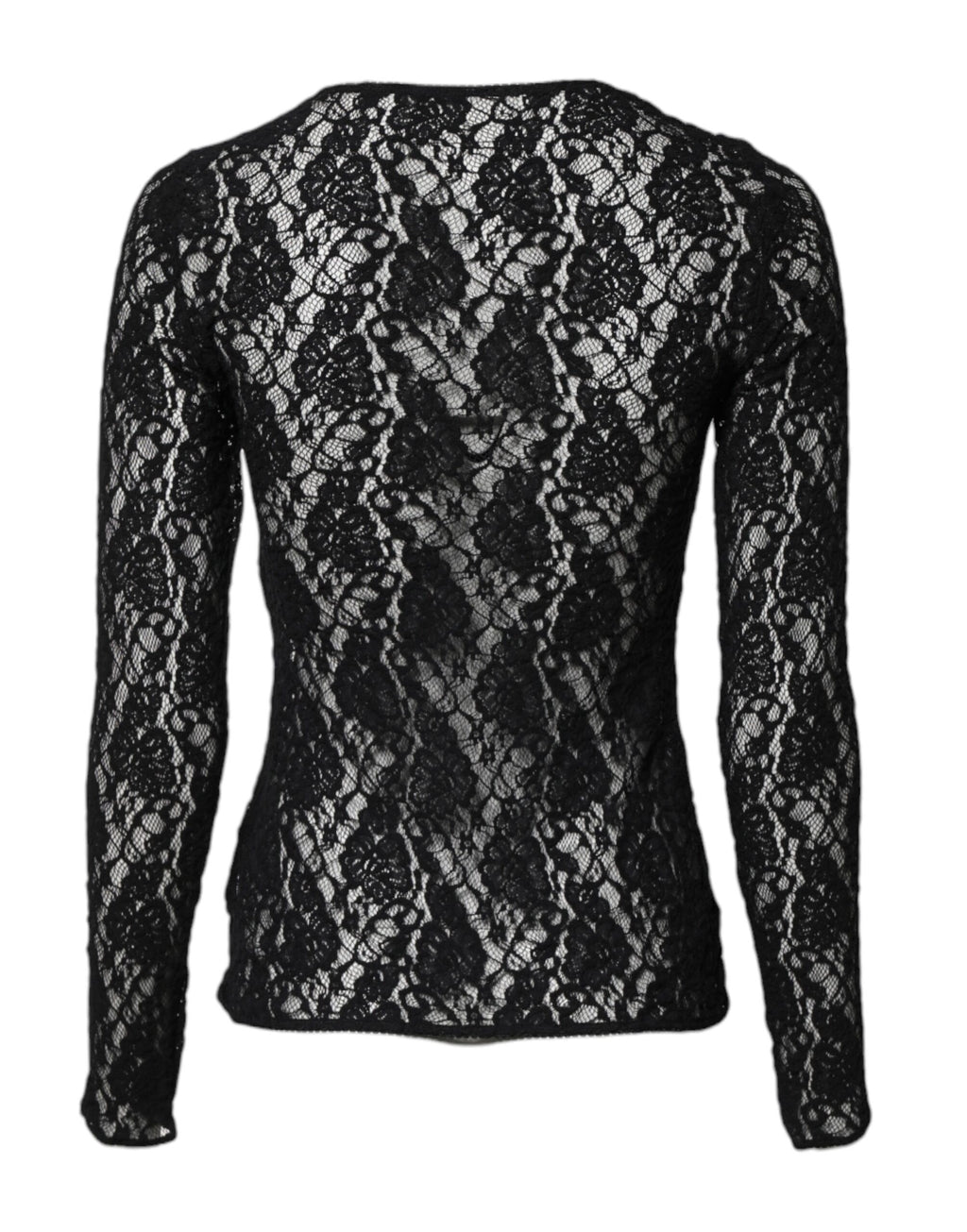 Dolce & Gabbana Black Floral Lace Long Sleeves Pullover Top