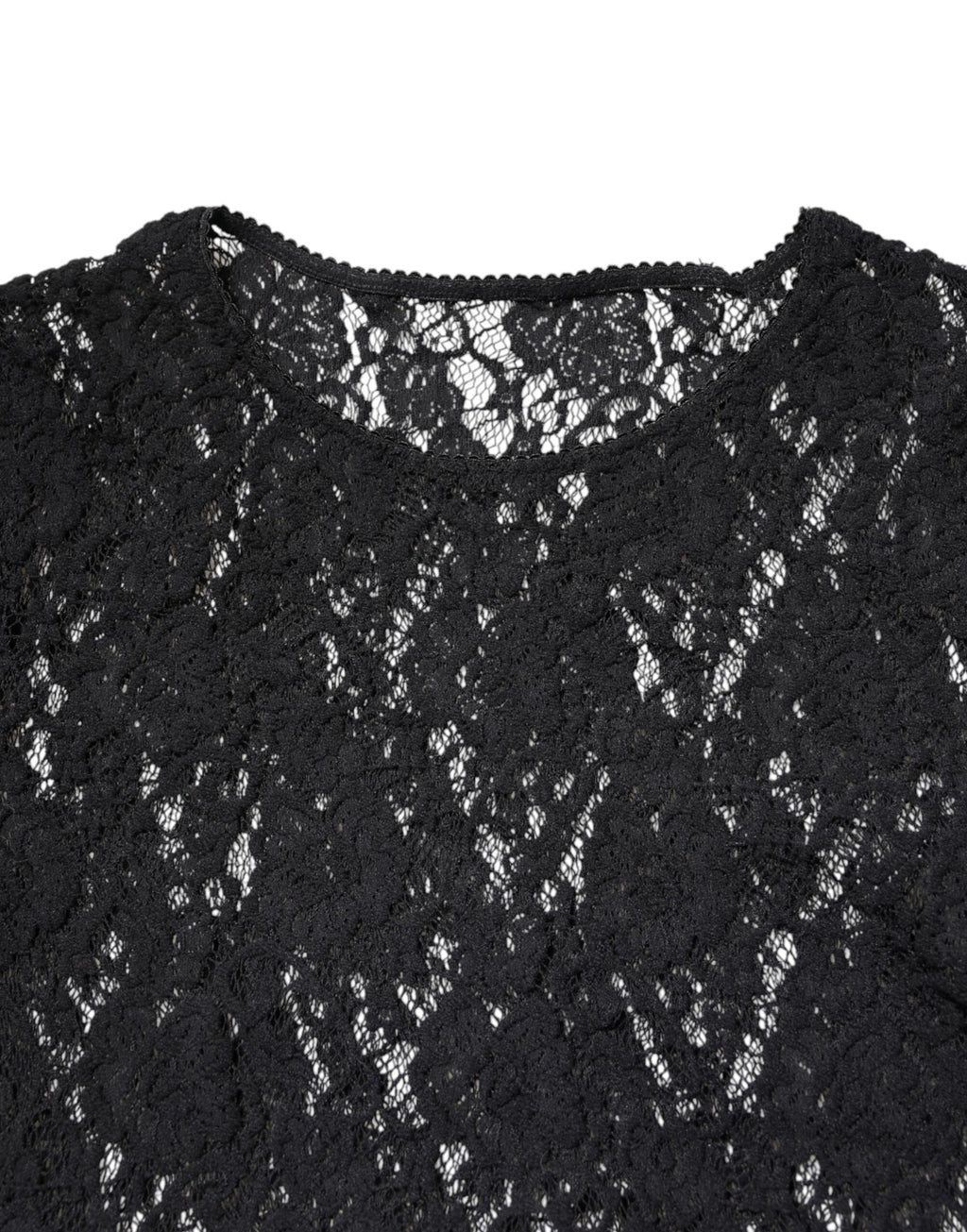 Dolce & Gabbana Black Floral Lace Long Sleeves Pullover Top