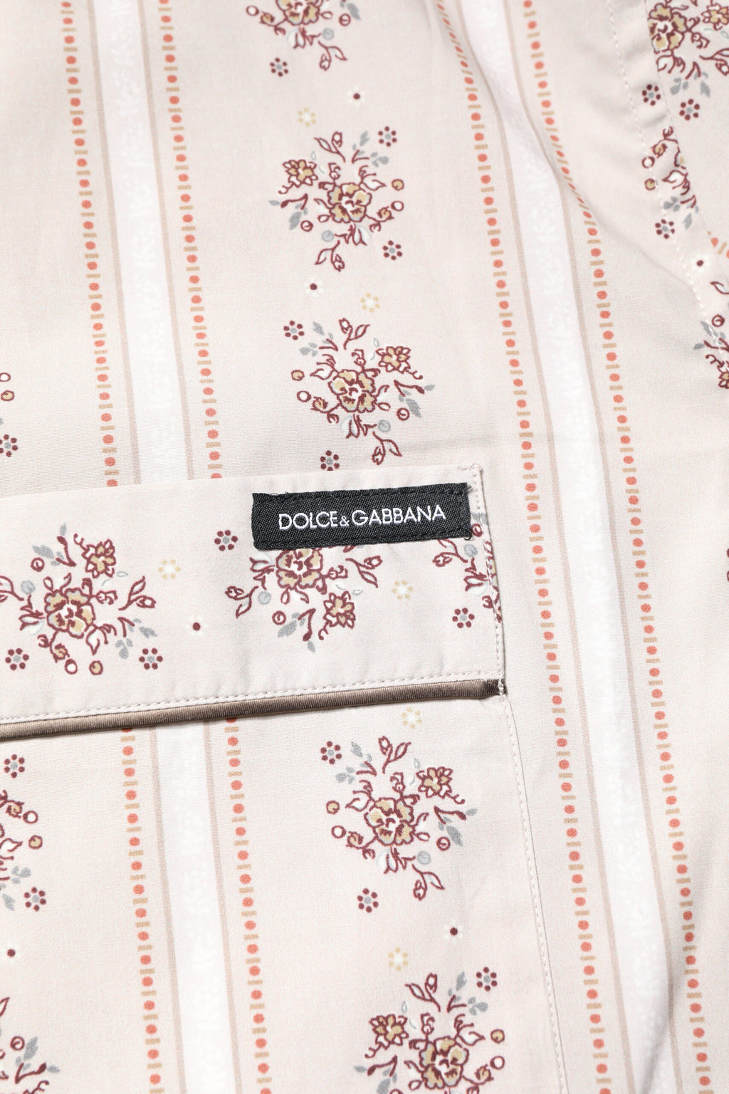 Dolce &amp; Gabbana Beige Herren-Pyjama-Set aus Baumwolle mit Blumendruck