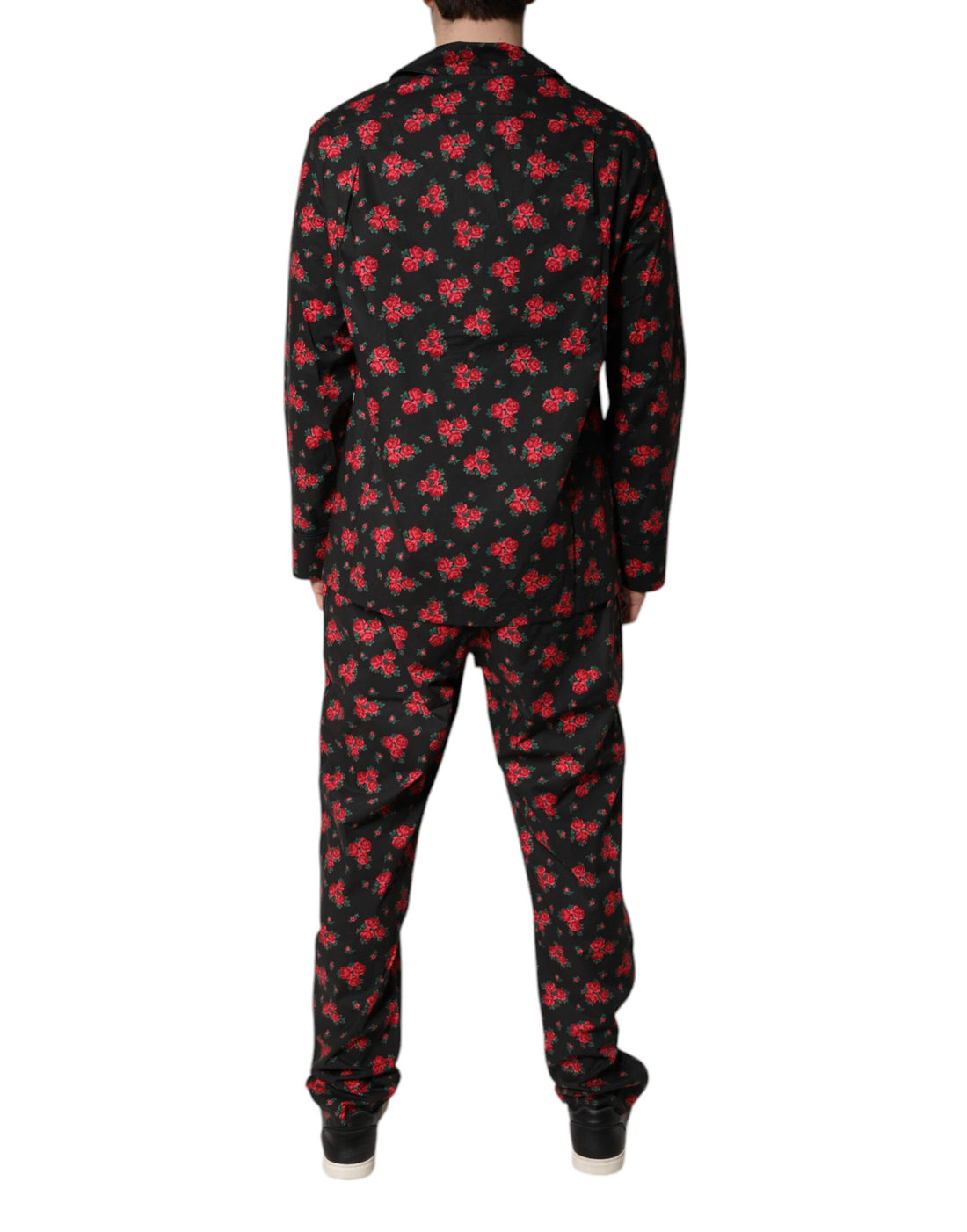 Dolce &amp; Gabbana – Schwarzes Pyjama-Set aus Baumwolle mit Blumendruck für Herren