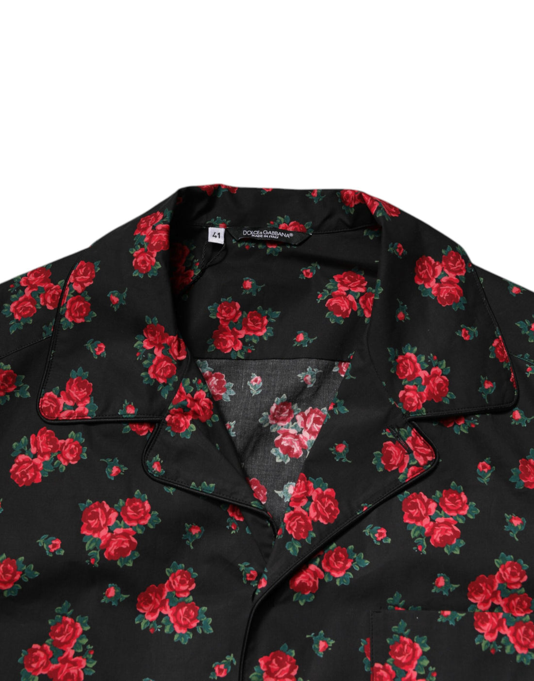 Dolce &amp; Gabbana – Schwarzes Pyjama-Set aus Baumwolle mit Blumendruck für Herren