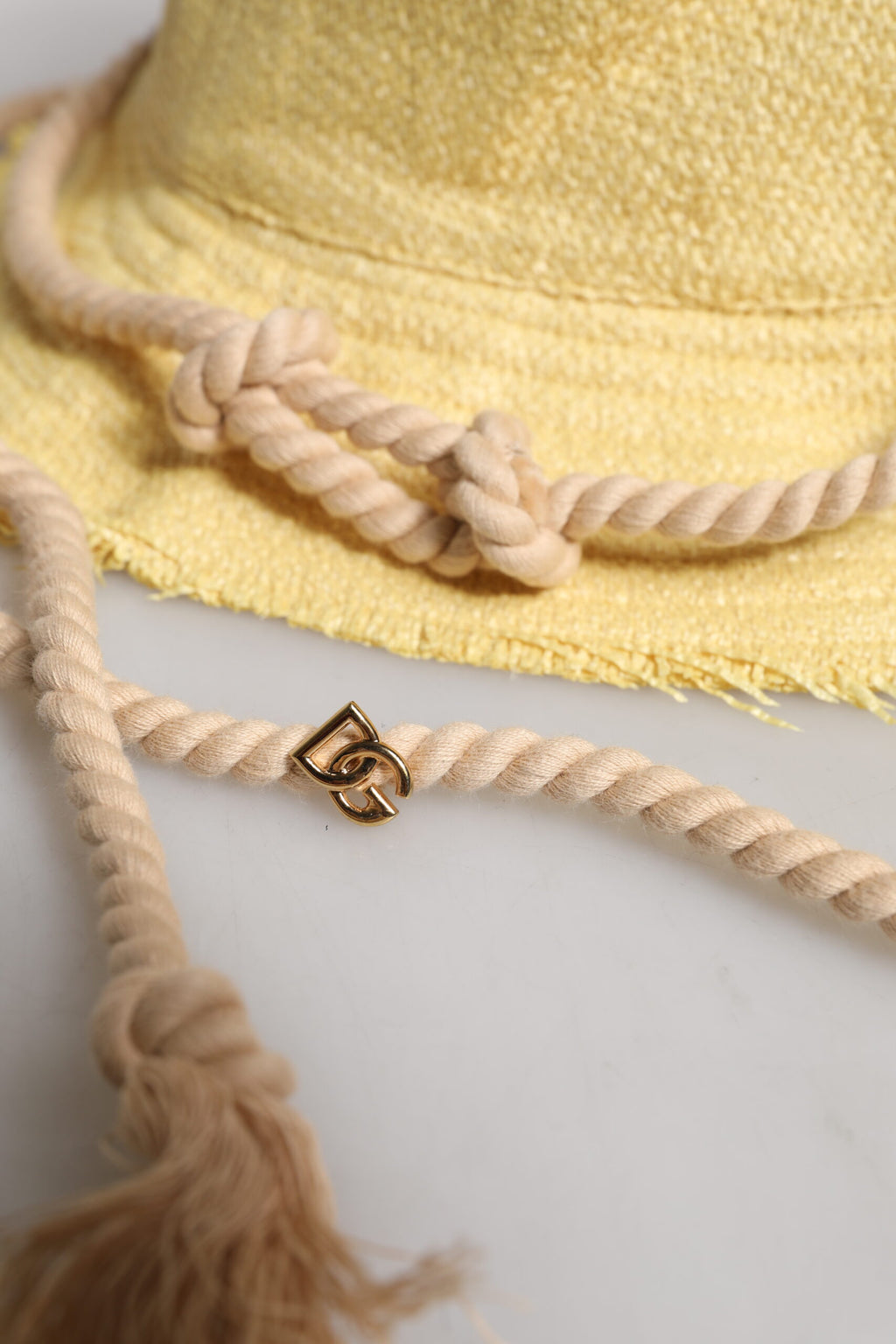 Dolce &amp; Gabbana – Gelber Fischerhut aus Baumwolle mit breiter Krempe