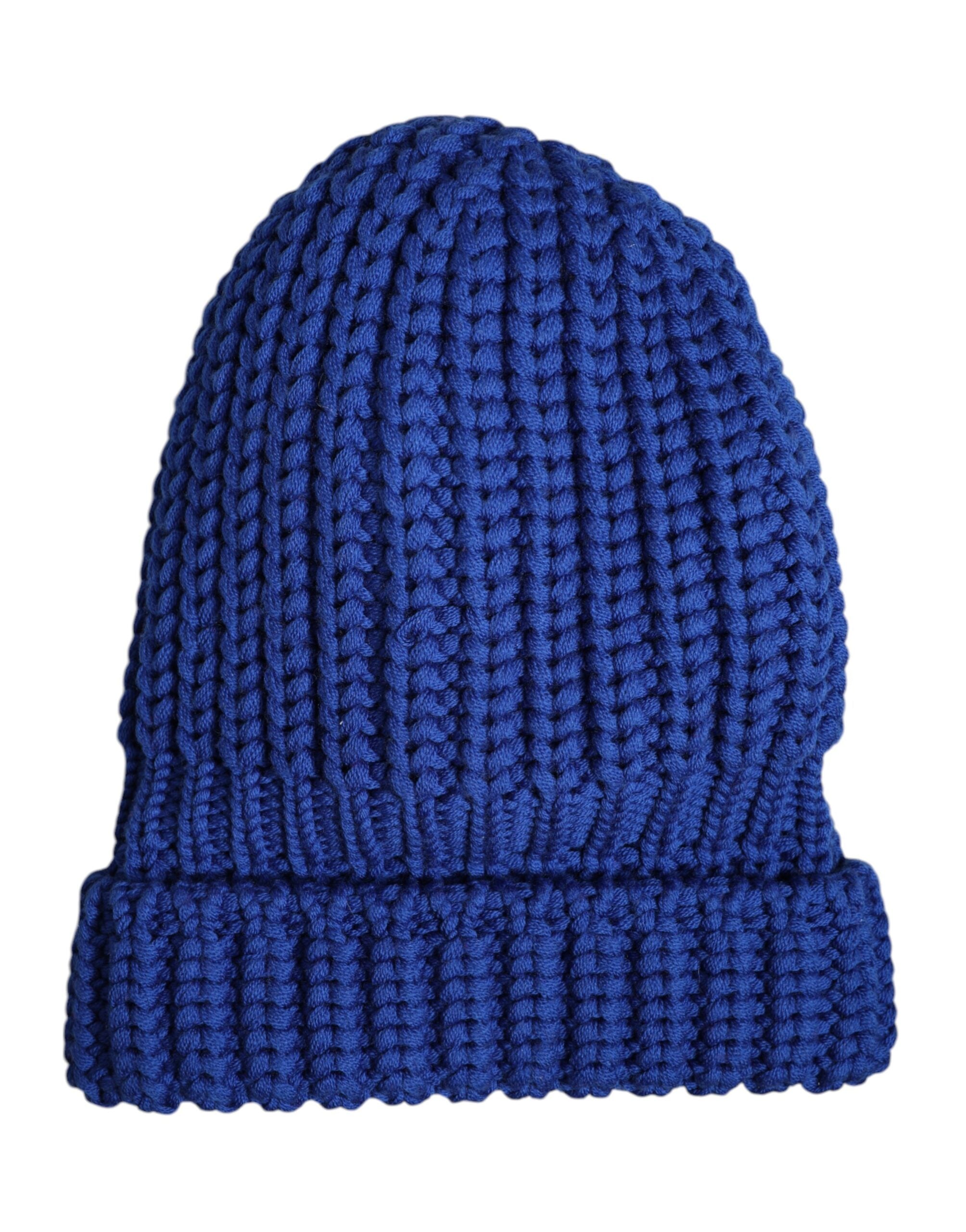 Dolce &amp; Gabbana Blaue Wollstrickmütze für den Winter