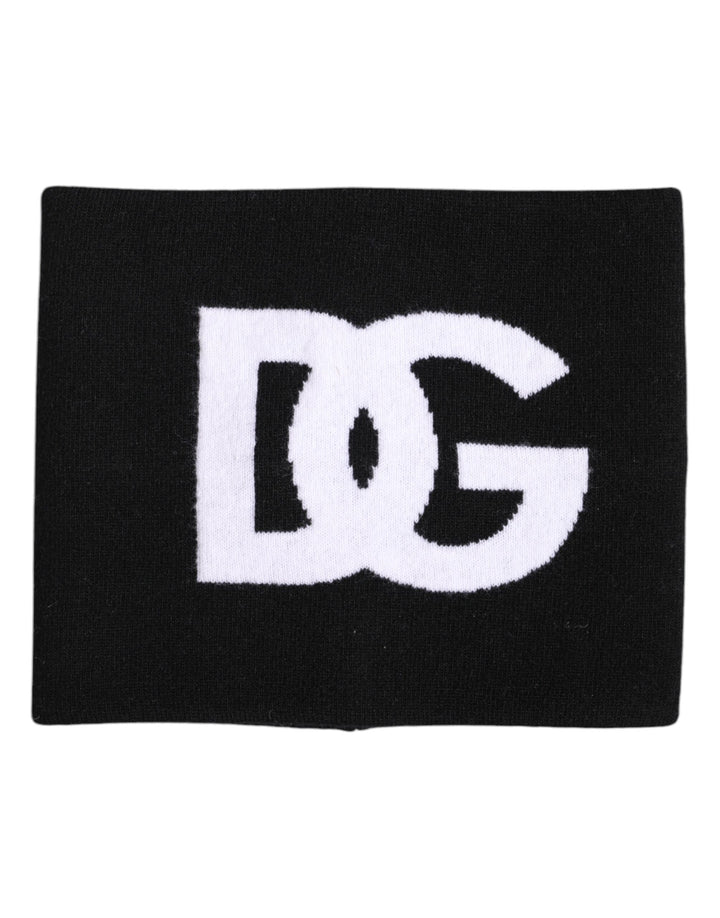 Dolce &amp; Gabbana – Gestrickter Halswärmer-Schal mit Logo-Print in Schwarz und Weiß
