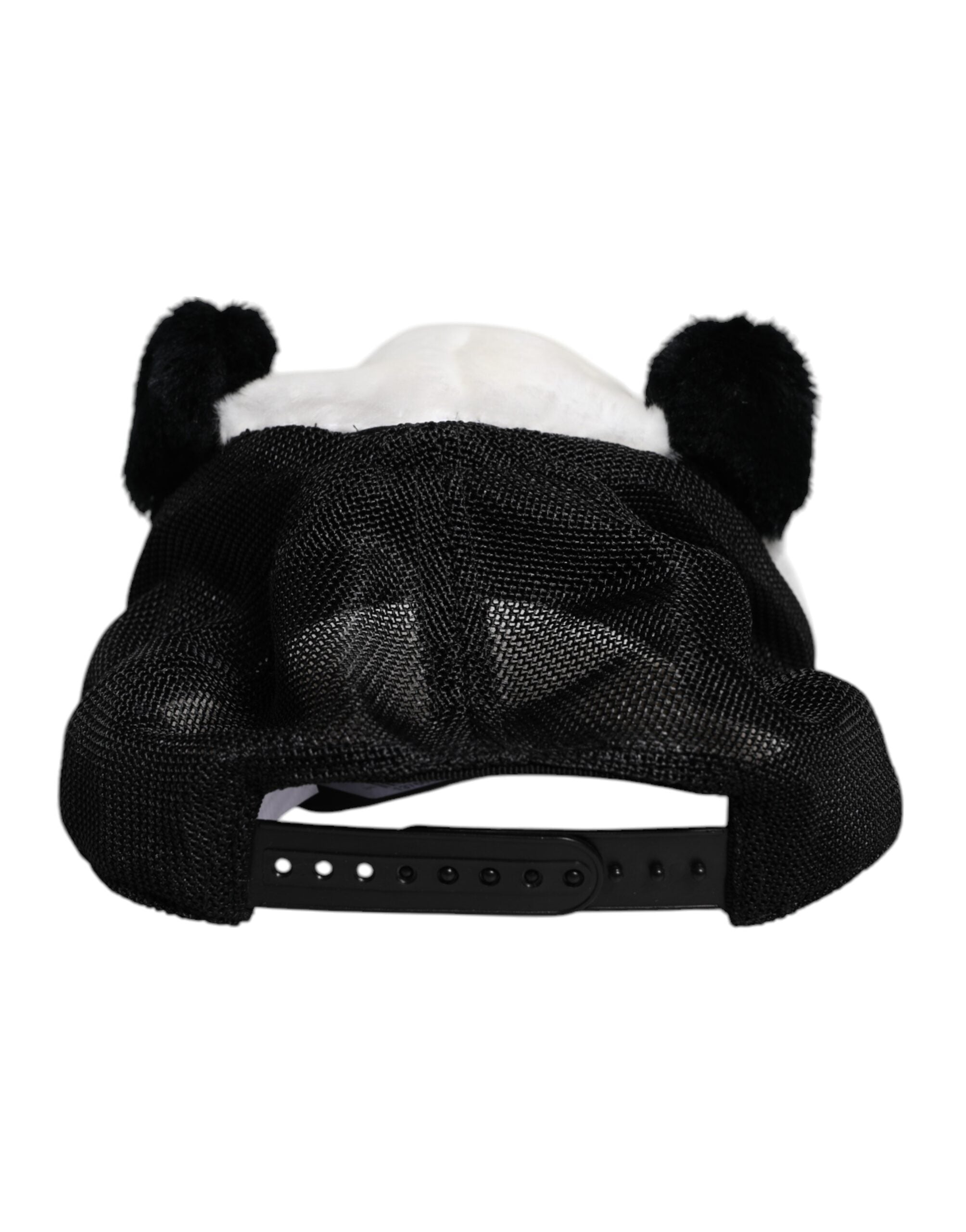 Dolce &amp; Gabbana Schwarz-Weiß-Panda-Fell-Baseballkappe für Damen