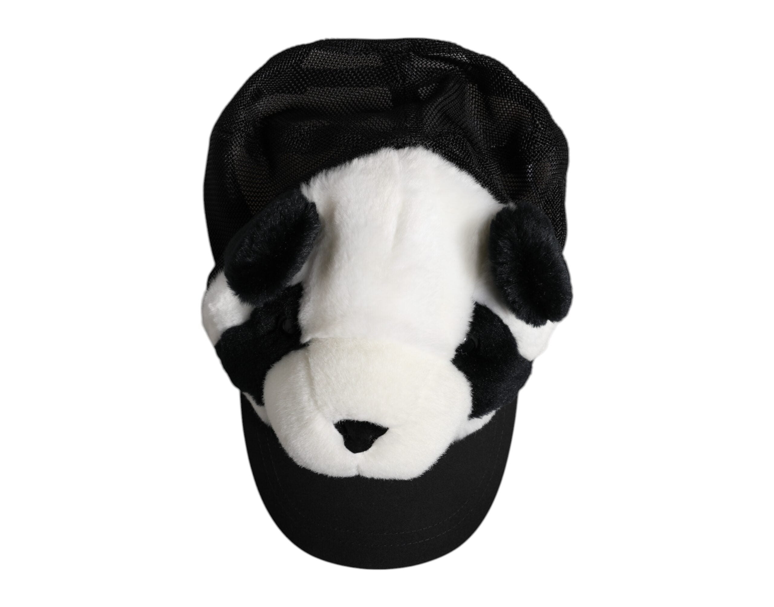 Dolce &amp; Gabbana Schwarz-Weiß-Panda-Fell-Baseballkappe für Damen