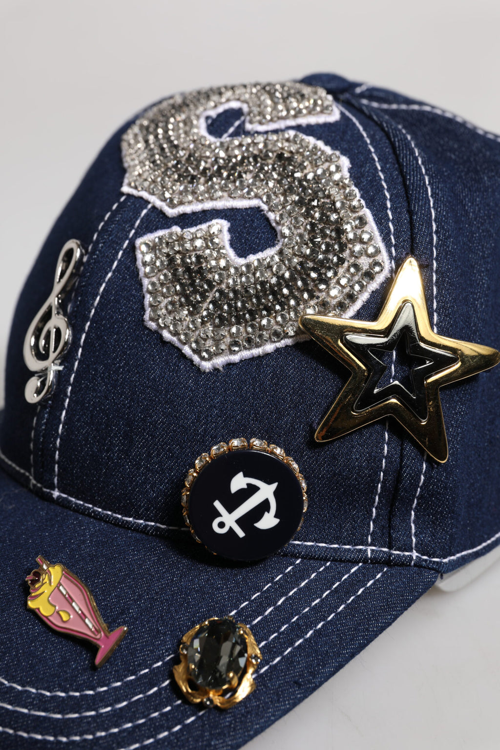 Dolce &amp; Gabbana – Baseballkappe mit blauer Kristallverzierung