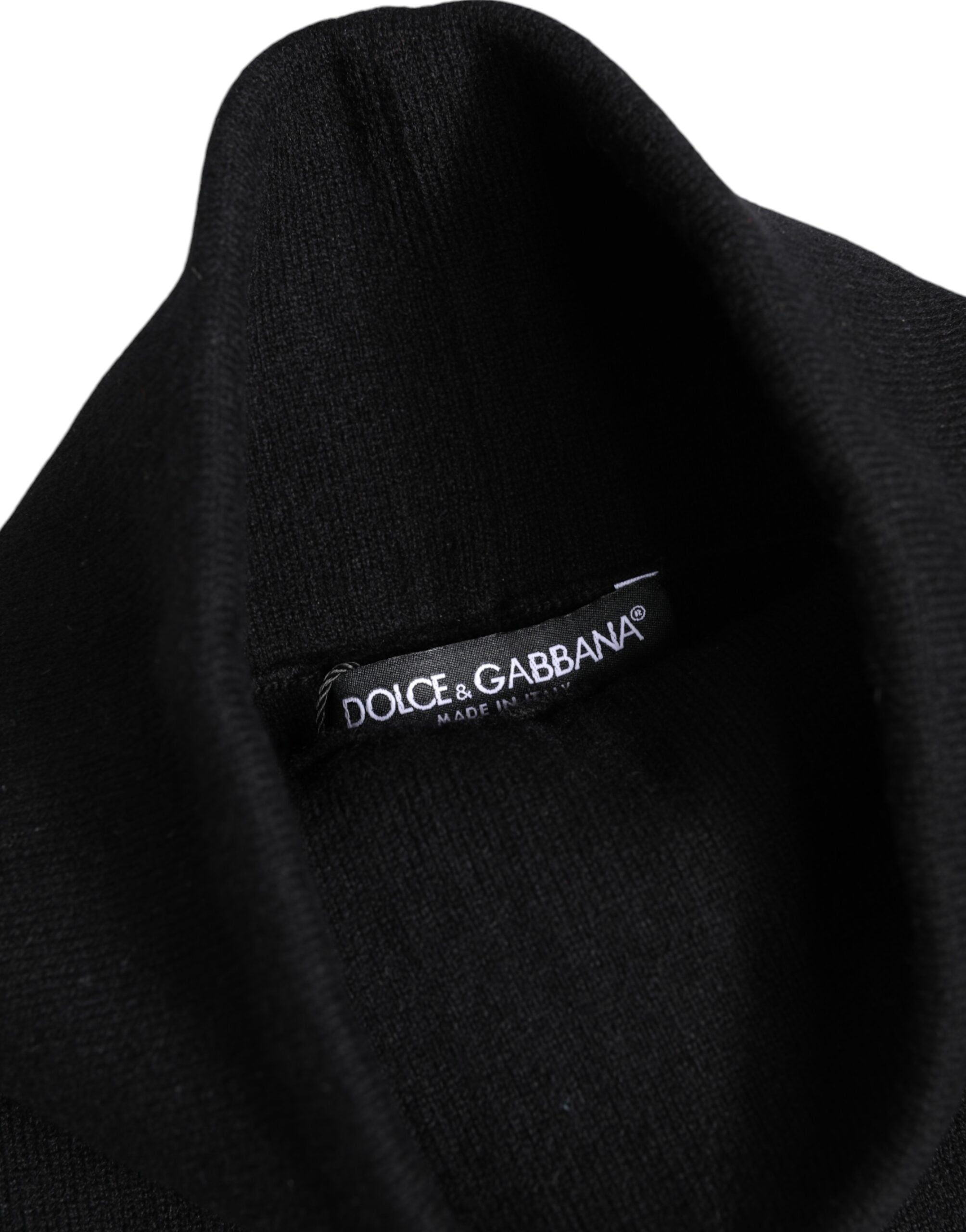 Dolce &amp; Gabbana – Schwarzer, gestrickter Halswärmer-Foulardschal aus Kaschmir