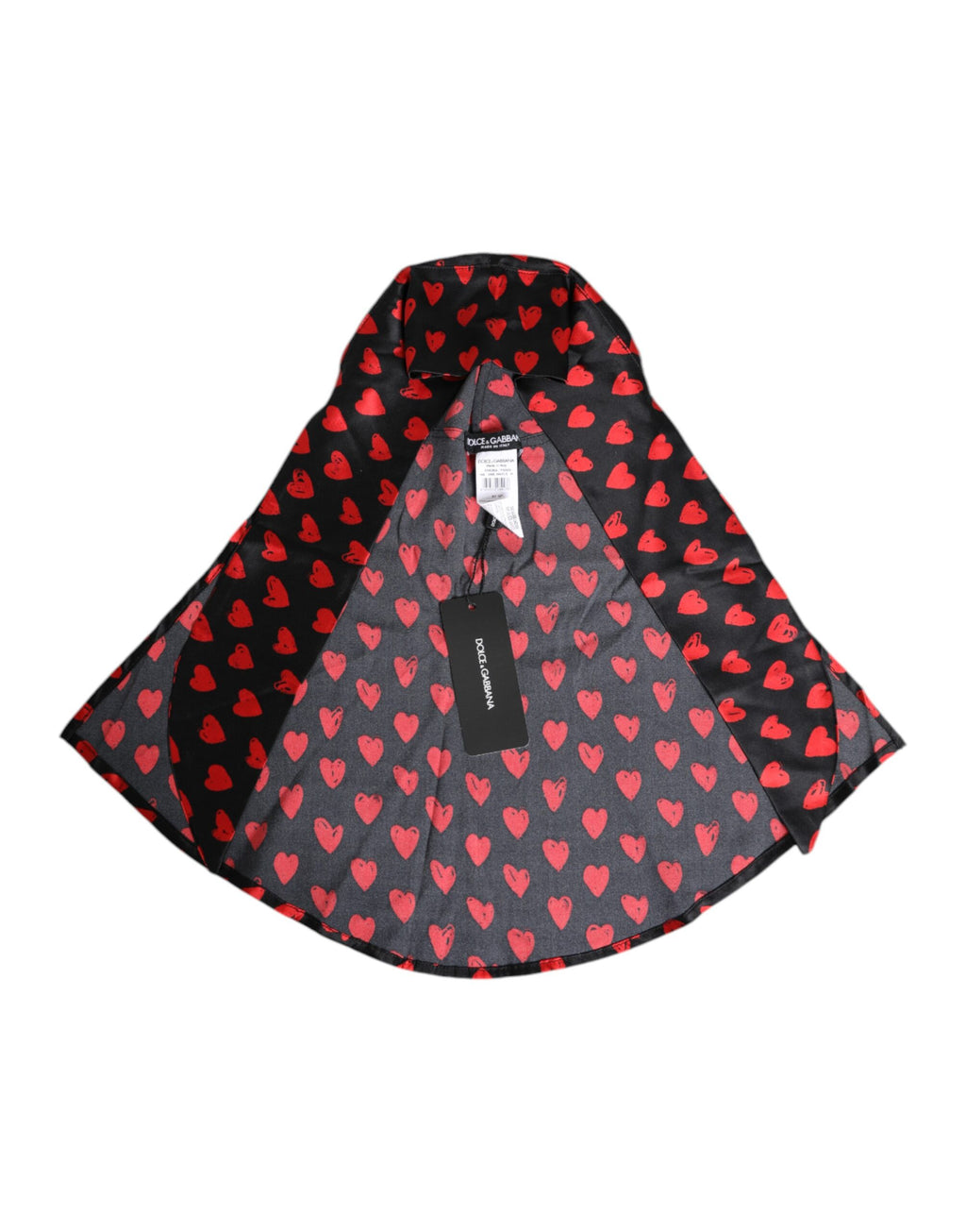 Dolce &amp; Gabbana Schwarz-rote Polyestermütze mit Herzen