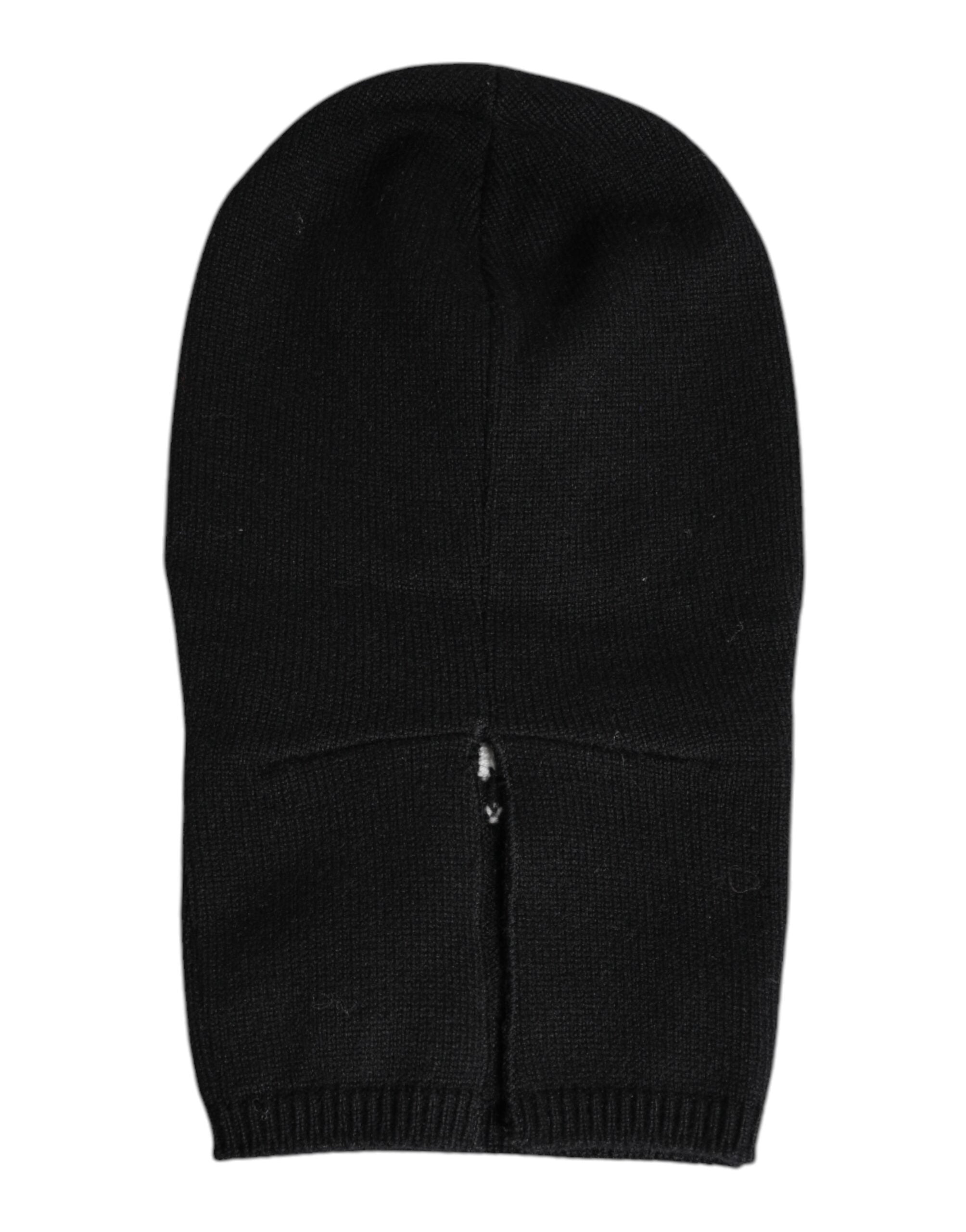Dolce &amp; Gabbana – Schwarze, gestrickte Skimaske aus Kaschmir – Balaclava-Mütze