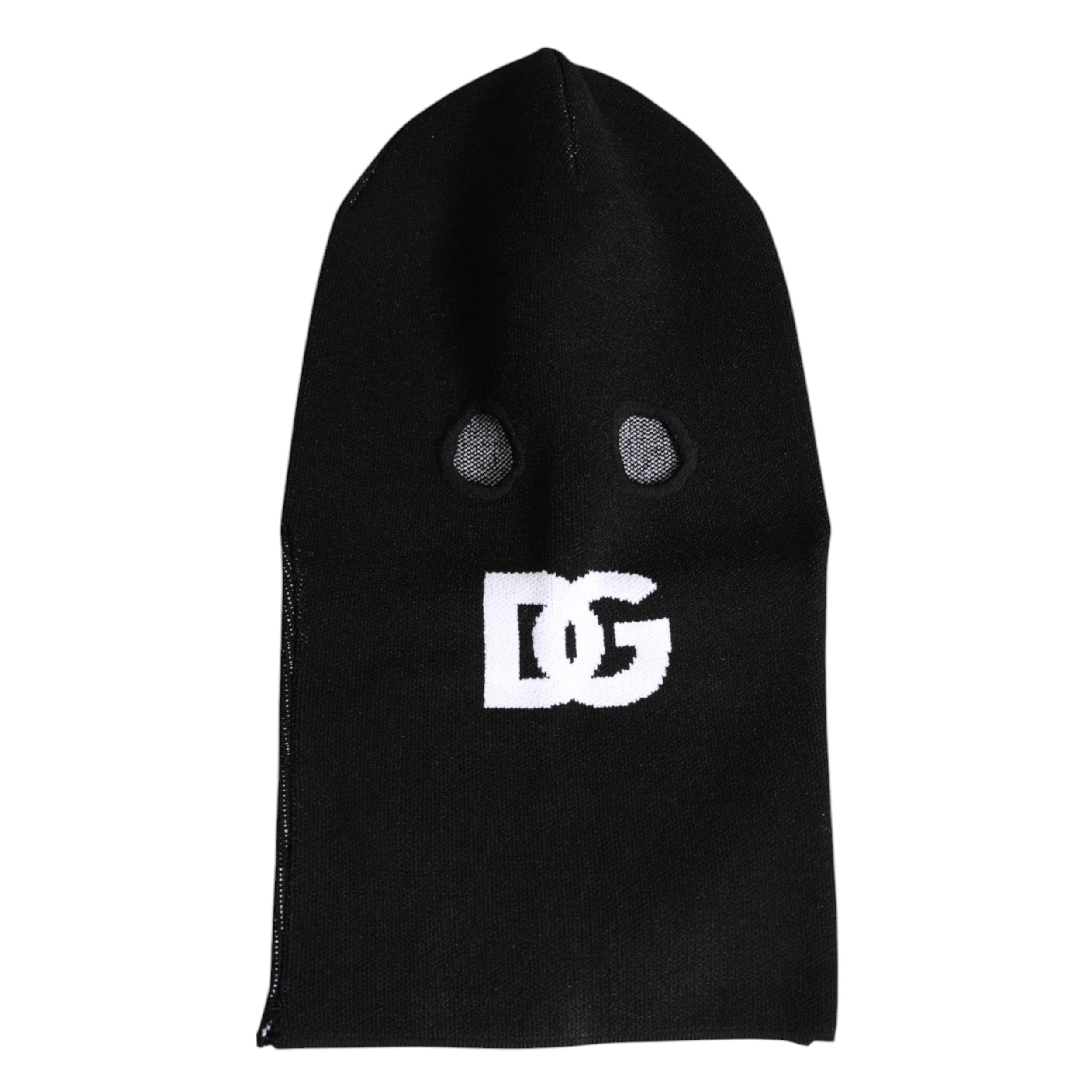 Dolce &amp; Gabbana – Schwarze, gestrickte Skimaske aus Kaschmir – Balaclava-Mütze