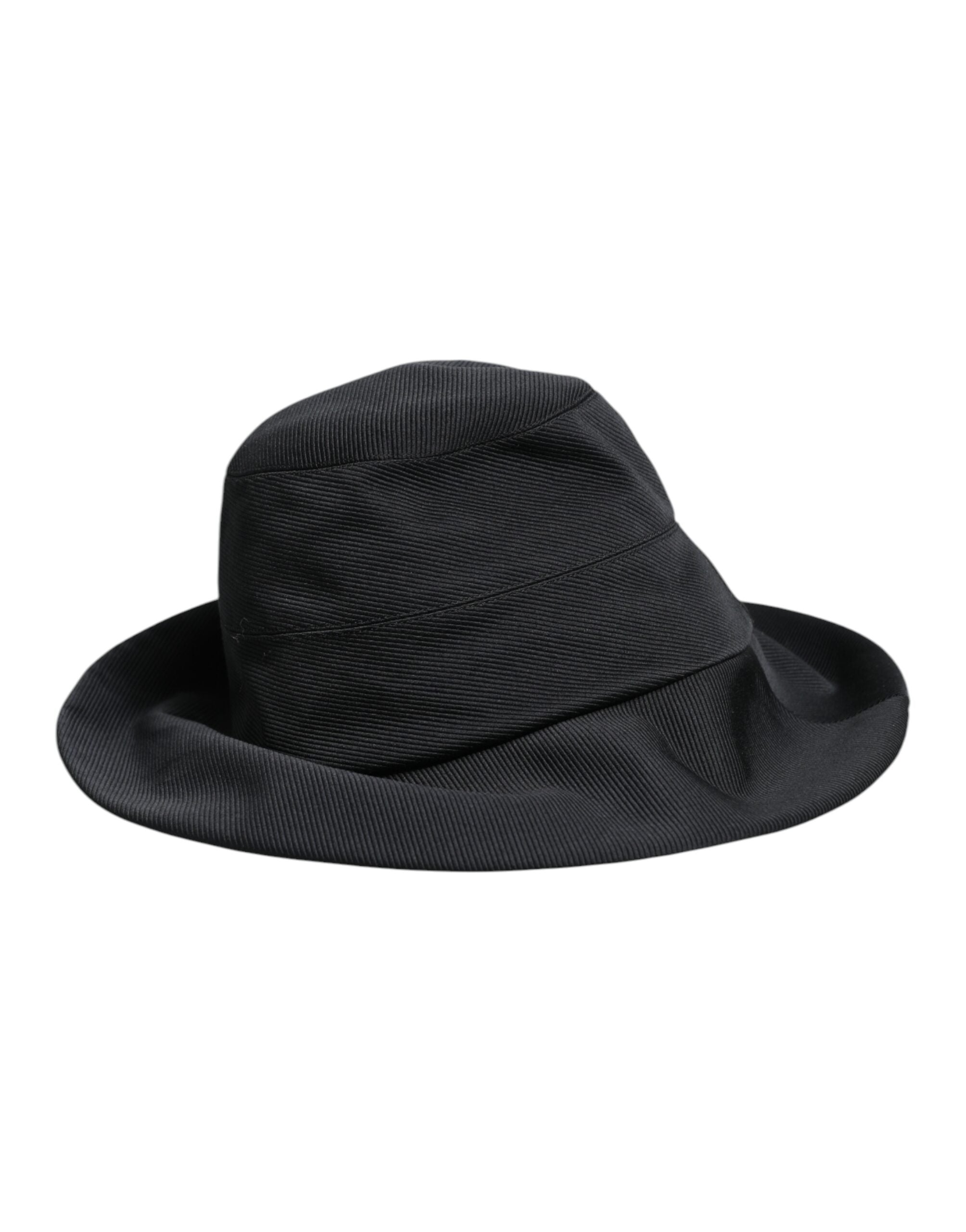 Dolce &amp; Gabbana – Fedora-Hut aus schwarzer Baumwolle mit breiter Krempe