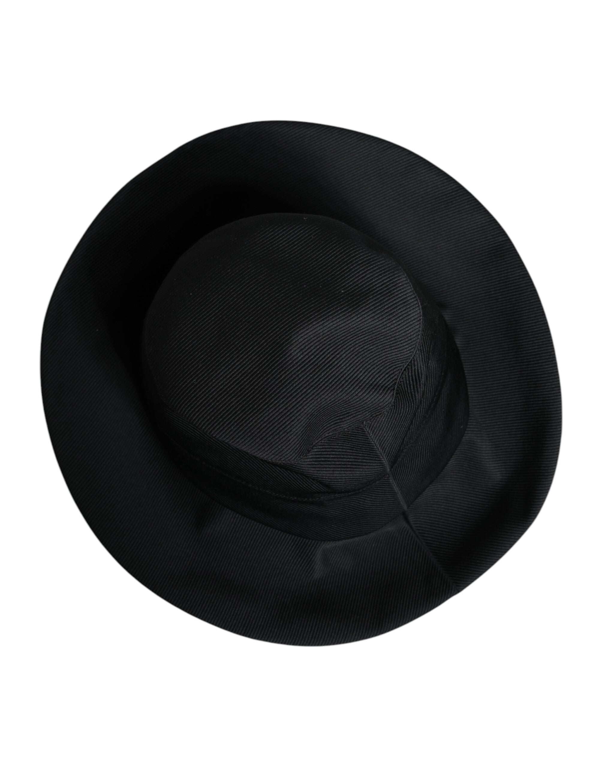 Dolce &amp; Gabbana – Fedora-Hut aus schwarzer Baumwolle mit breiter Krempe
