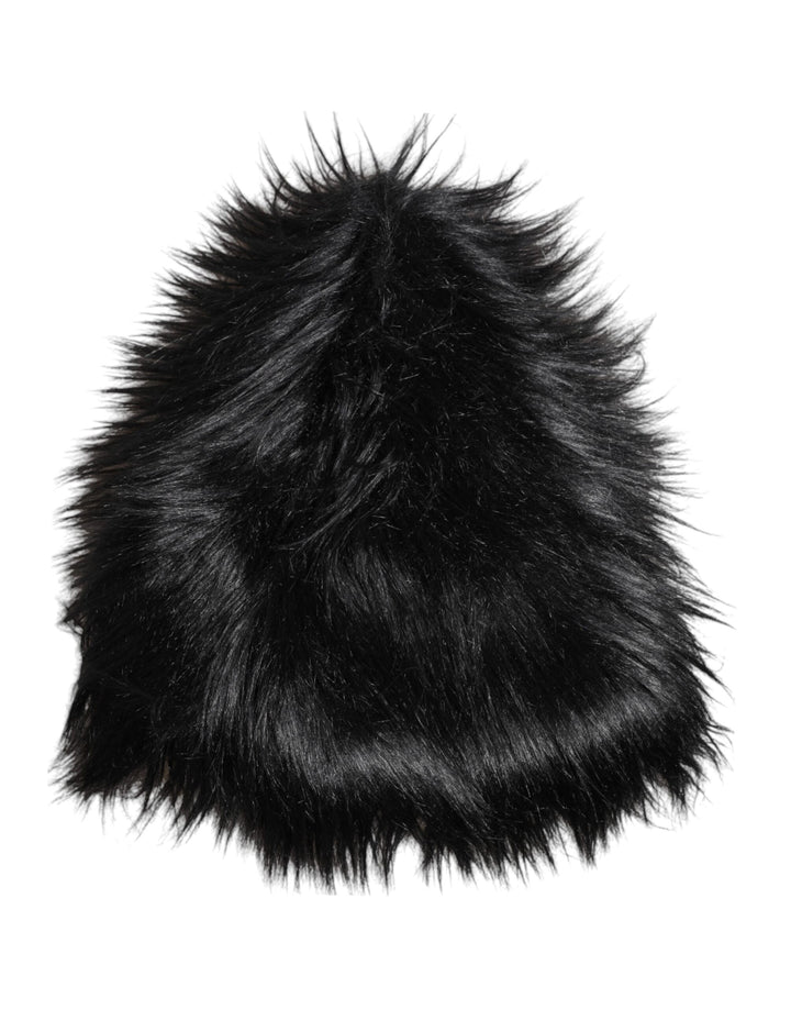 Dolce &amp; Gabbana Damen-Fischerhut aus schwarzem Acrylfell