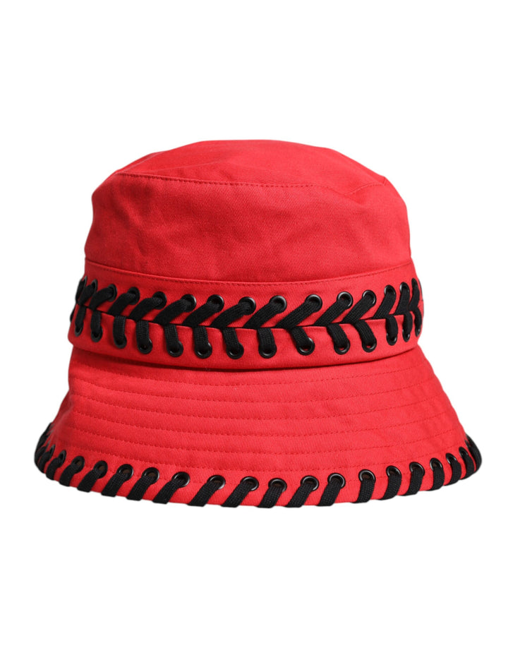 Dolce &amp; Gabbana – Fischerhut aus Polyester mit breiter Krempe und roter Spitze