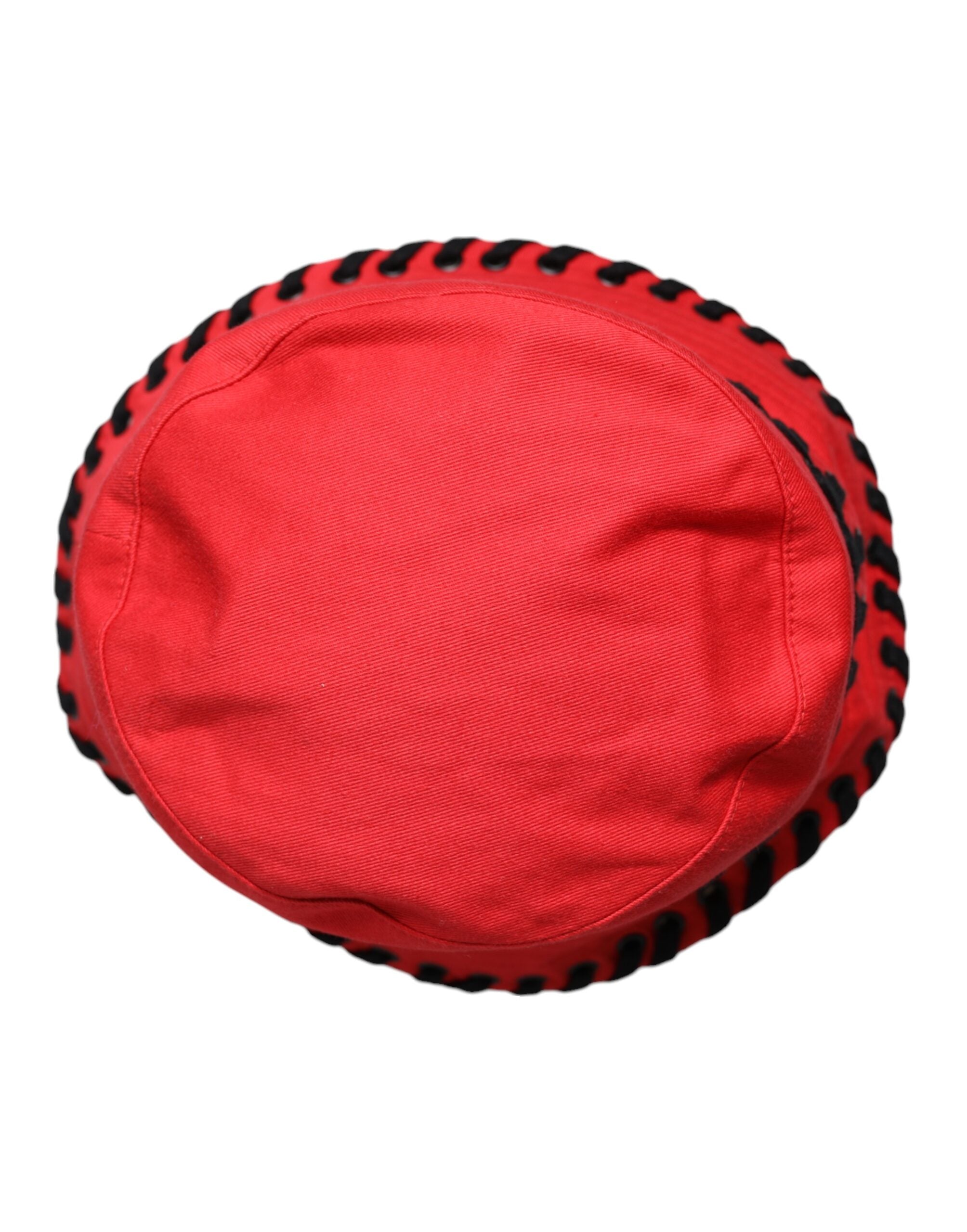 Dolce &amp; Gabbana – Fischerhut aus Polyester mit breiter Krempe und roter Spitze