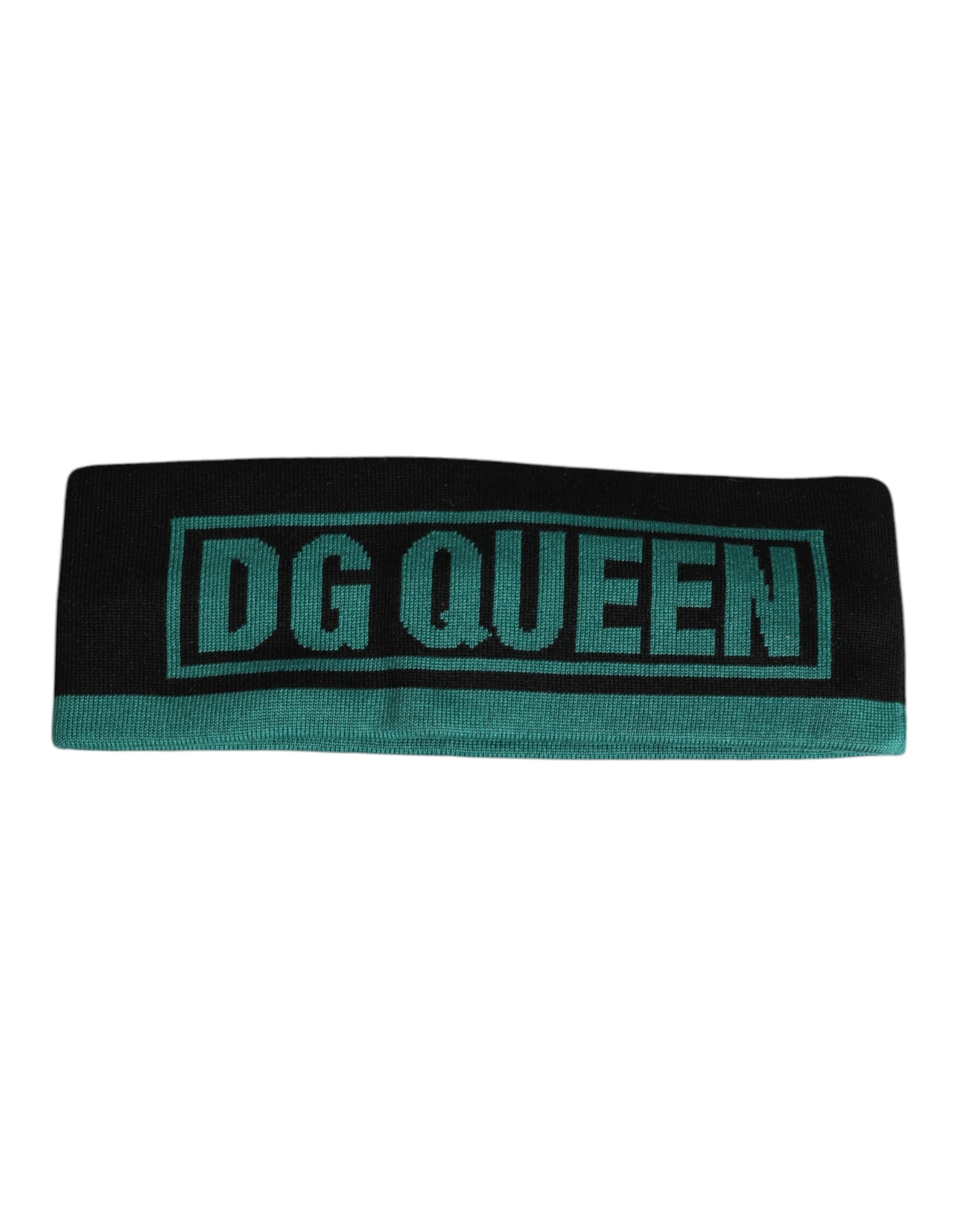 Dolce &amp; Gabbana – Schwarze Strickmütze „DG Queen“ aus Seide