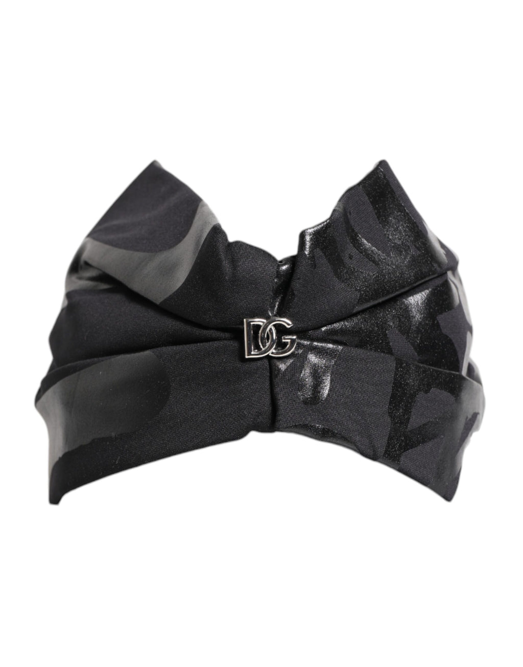 Dolce &amp; Gabbana – Schwarzes Nylon-Stretch-Stirnband mit DG-Logo