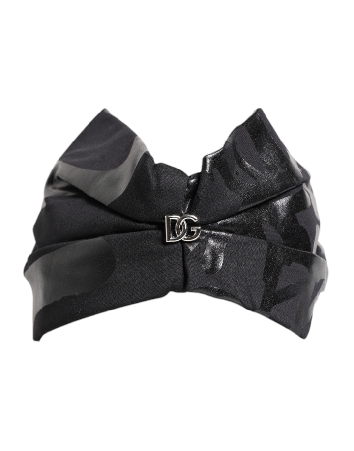 Dolce &amp; Gabbana – Schwarzes Nylon-Stretch-Stirnband mit DG-Logo