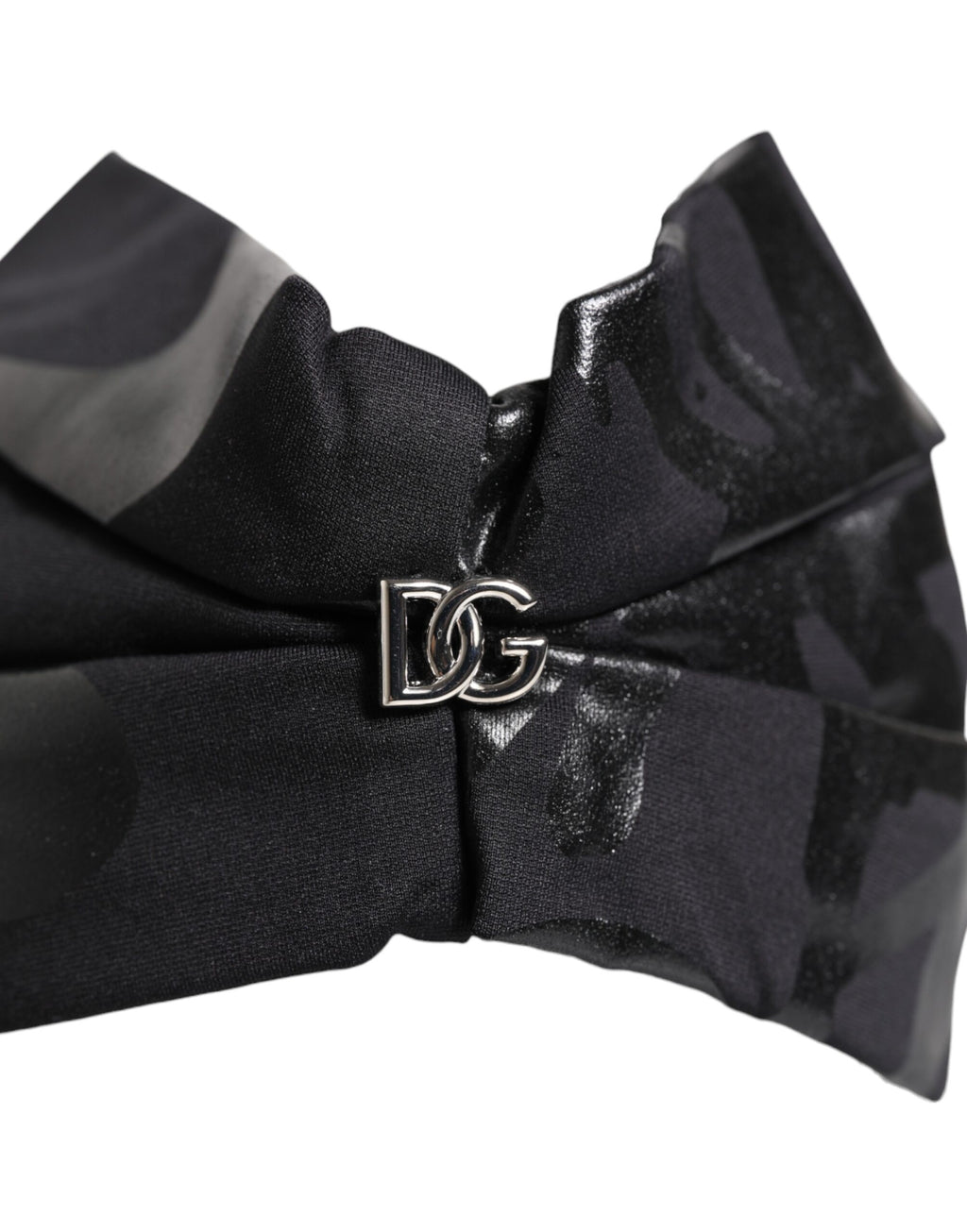 Dolce &amp; Gabbana – Schwarzes Nylon-Stretch-Stirnband mit DG-Logo