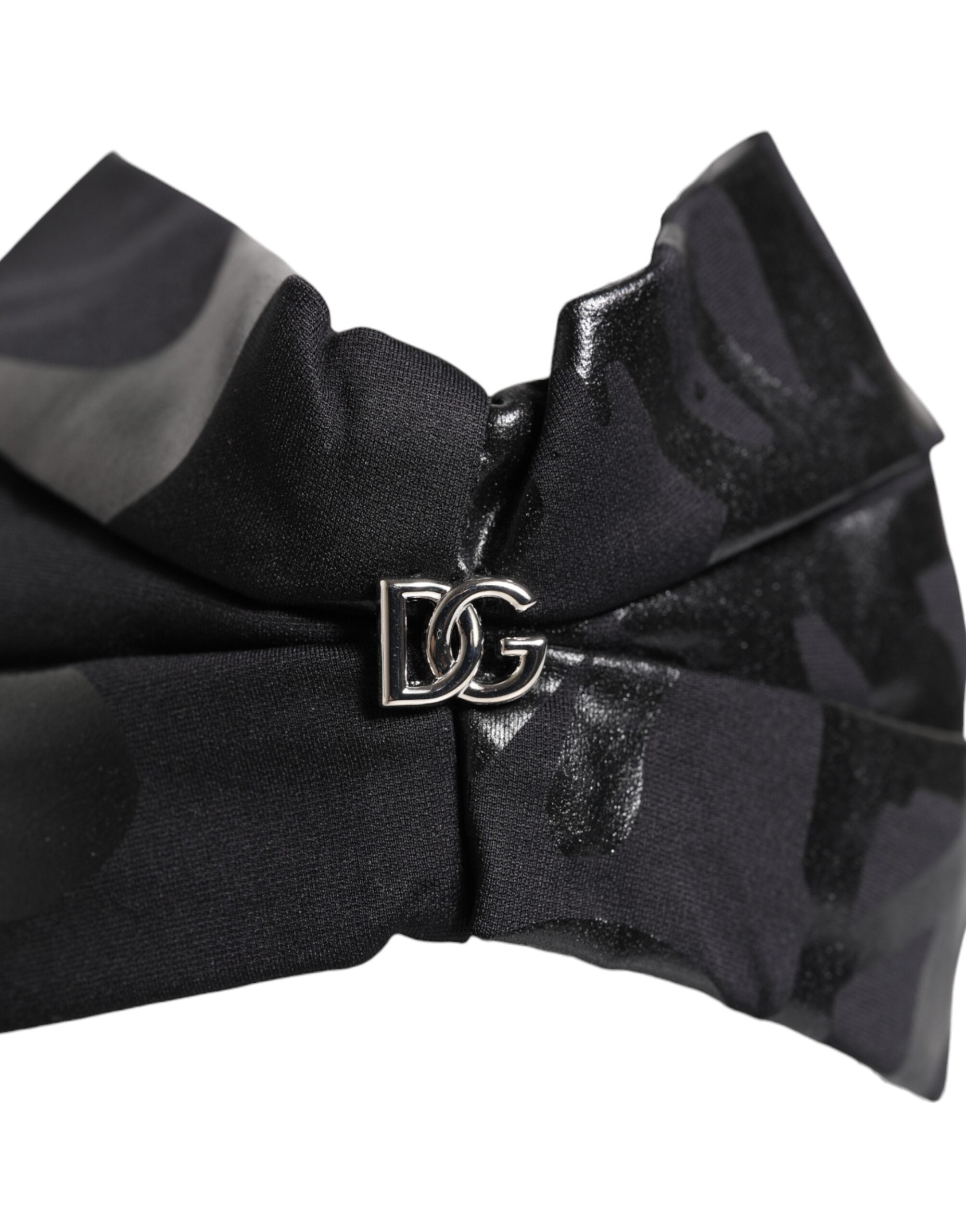 Dolce &amp; Gabbana – Schwarzes Nylon-Stretch-Stirnband mit DG-Logo
