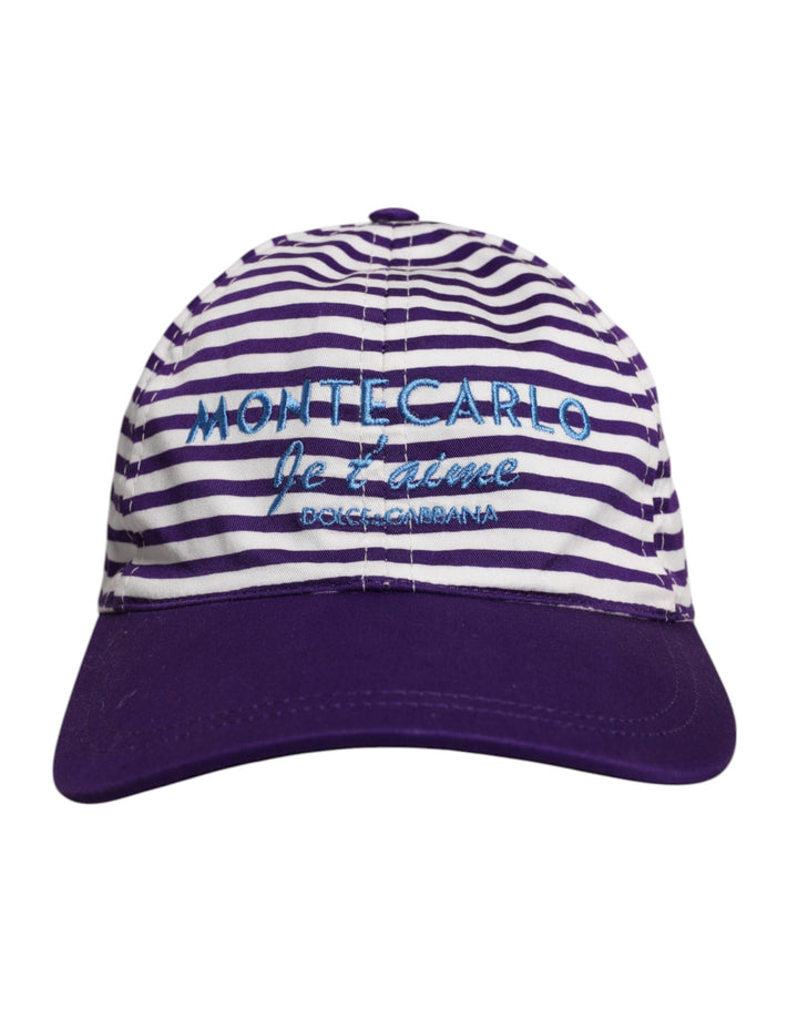 Dolce &amp; Gabbana – Baseballkappe aus Baumwolle mit weißen und violetten Streifen