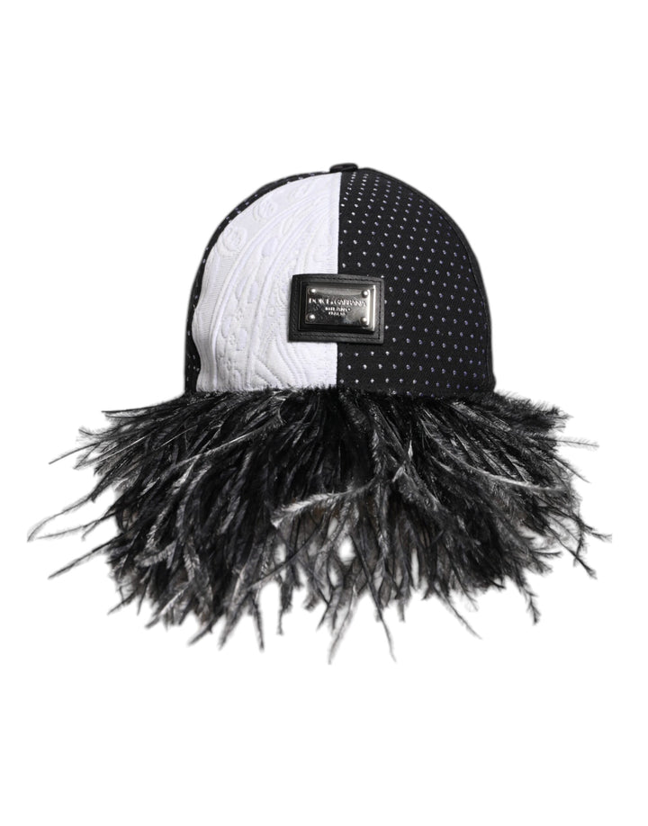 Dolce &amp; Gabbana – Baseballkappe mit Federn und weißen und schwarzen Punkten