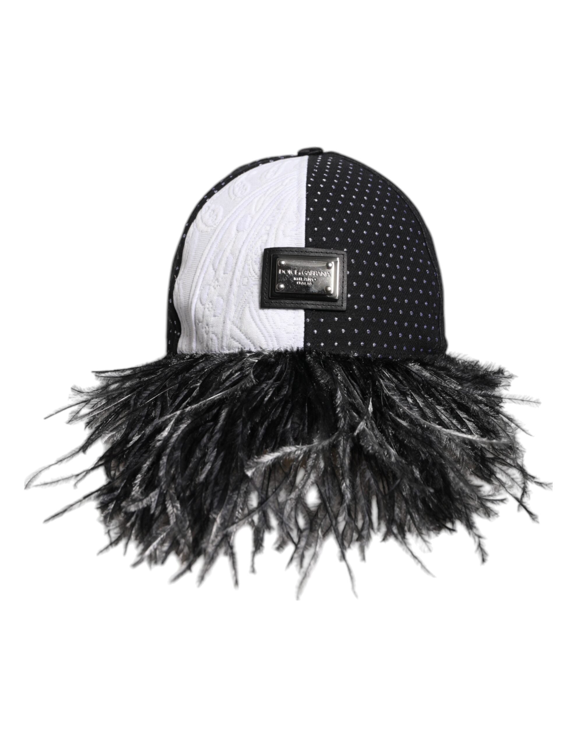 Dolce &amp; Gabbana – Baseballkappe mit Federn und weißen und schwarzen Punkten