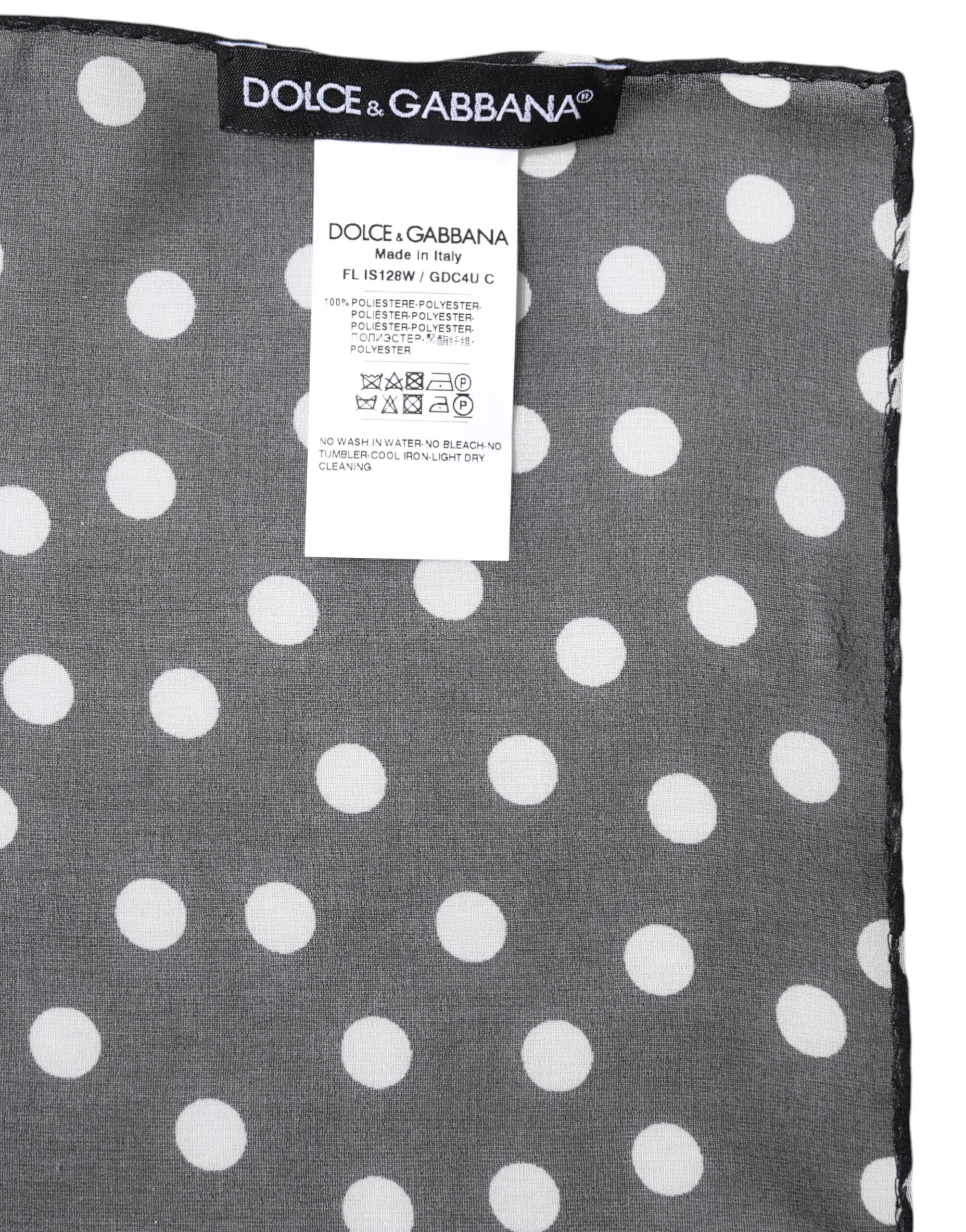 Dolce &amp; Gabbana – Schwarzer Wickelschal aus Polyester mit Punkten
