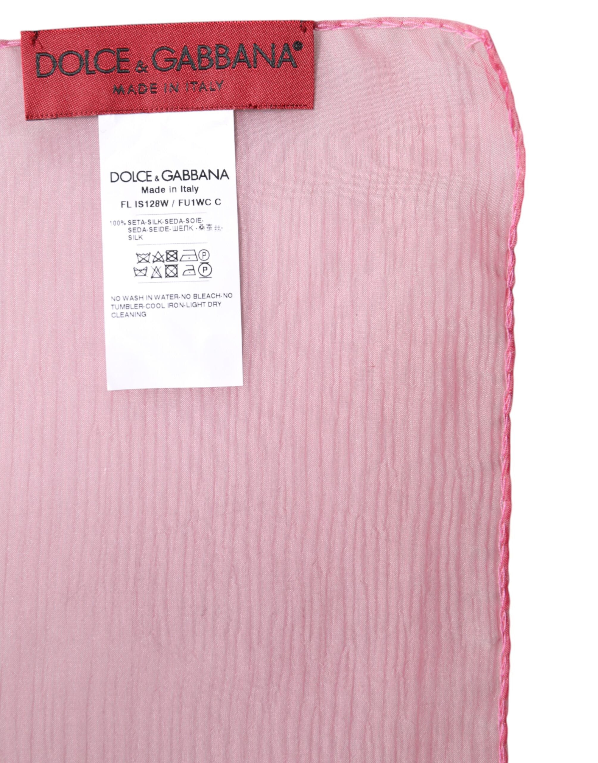 Dolce &amp; Gabbana Rosa Seidenschal mit rechteckigem Muster für Damen